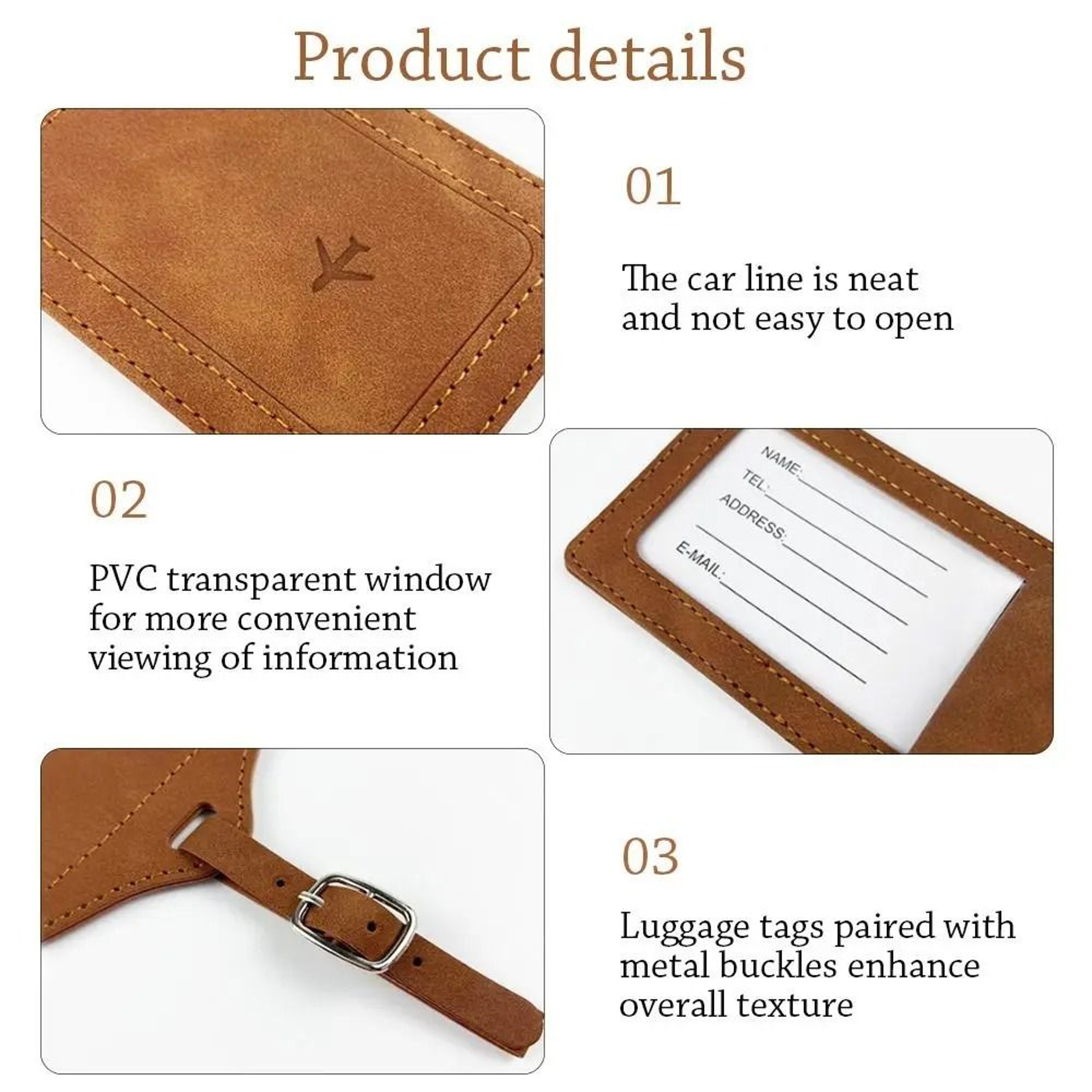 Portable Leather Luggage And Suitcase ID Tag 4