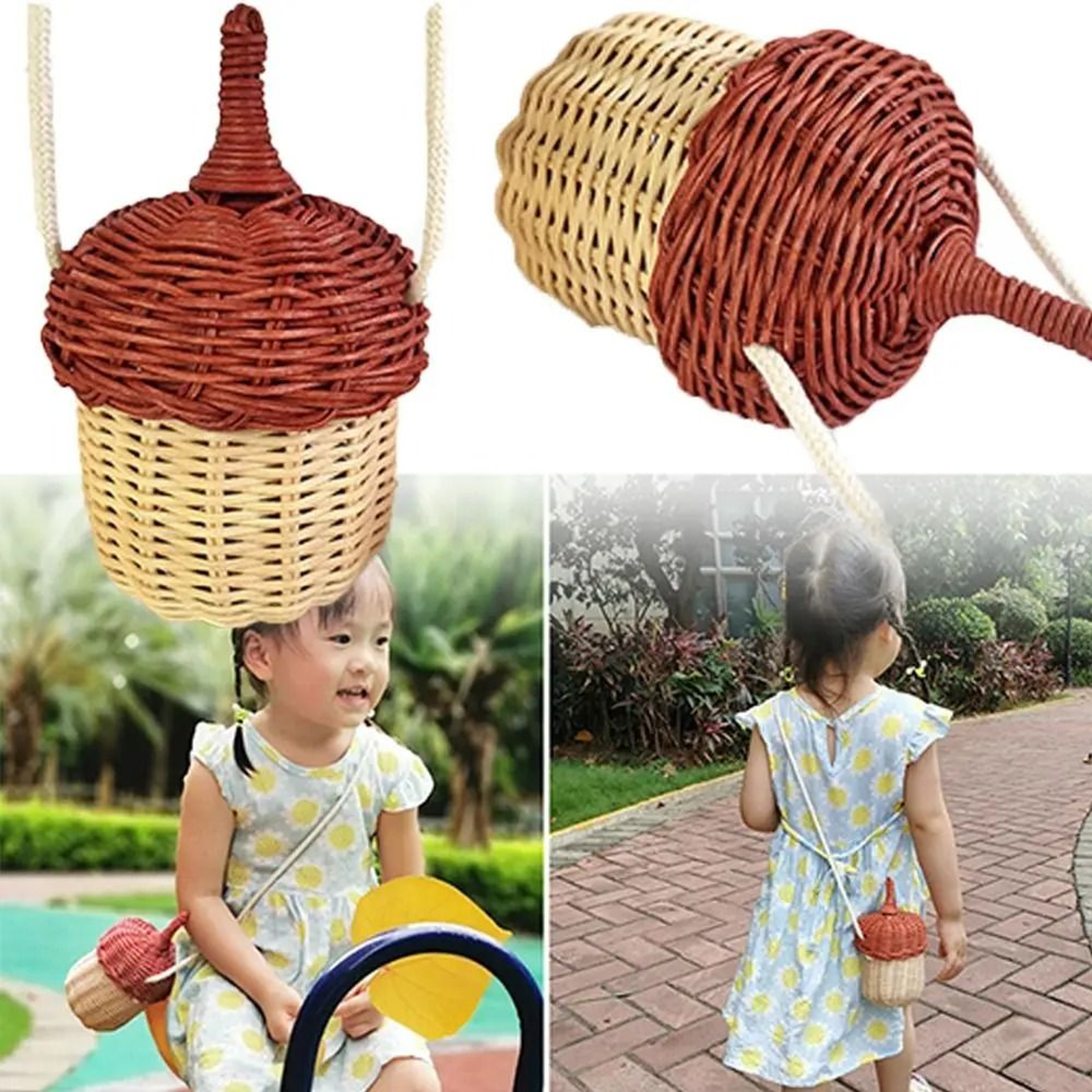 Creative Woven Pinecone Rattan Crossbody Bag 4