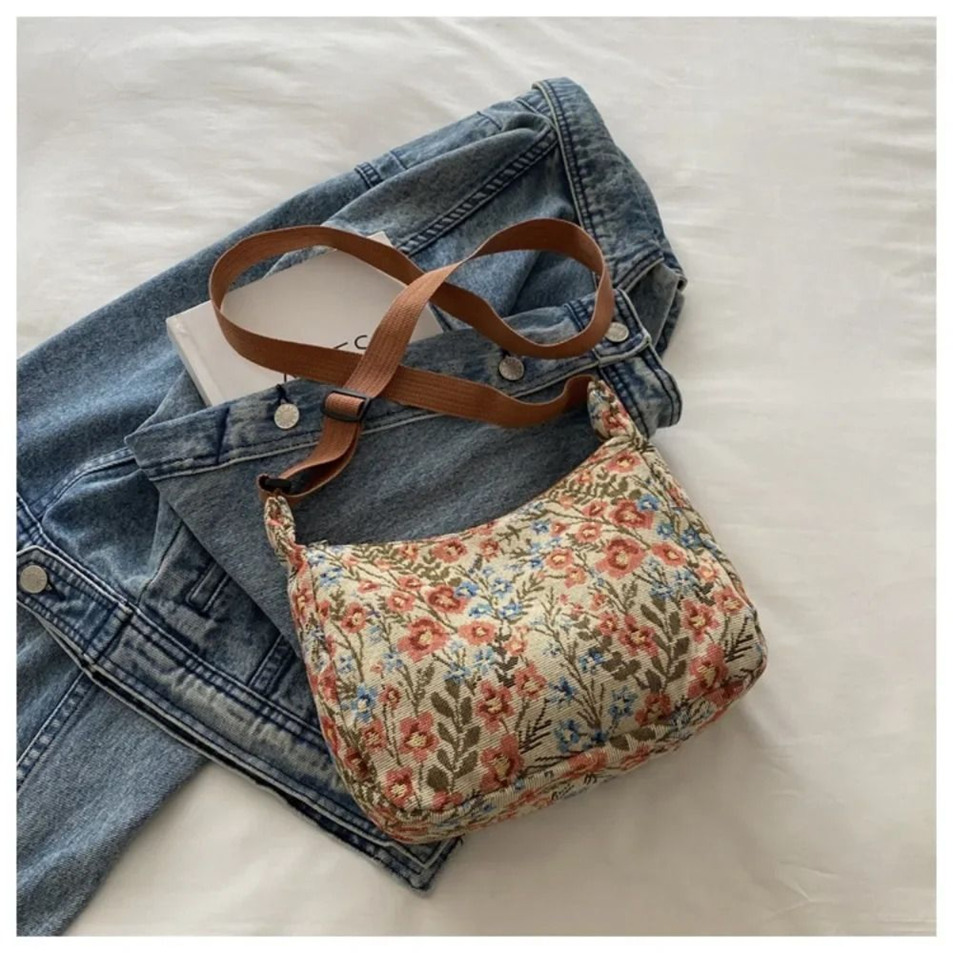 Vintage Half Moon Plush Crossbody Bag 1