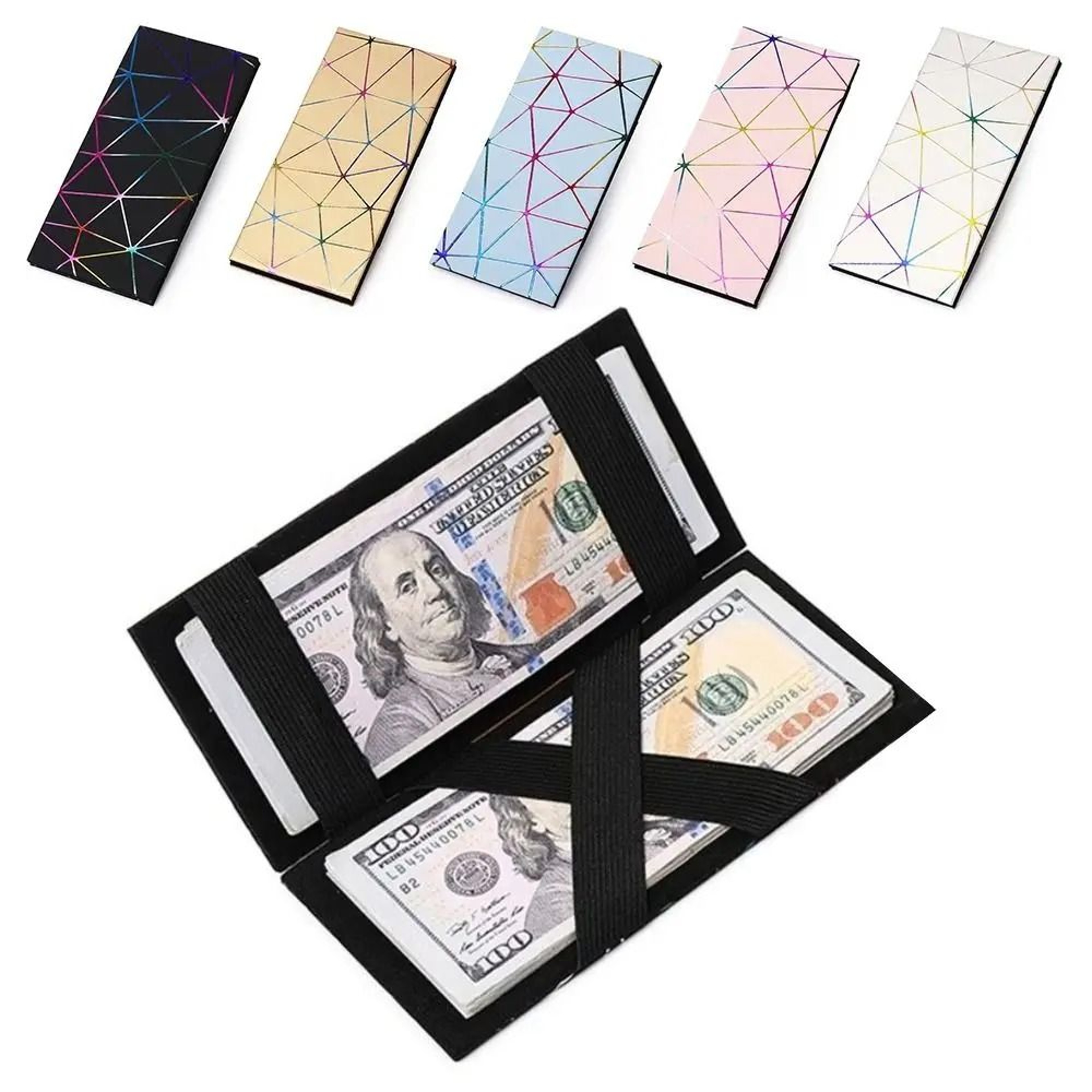 Geometric Laser Reflective Slim Long Wallet 0