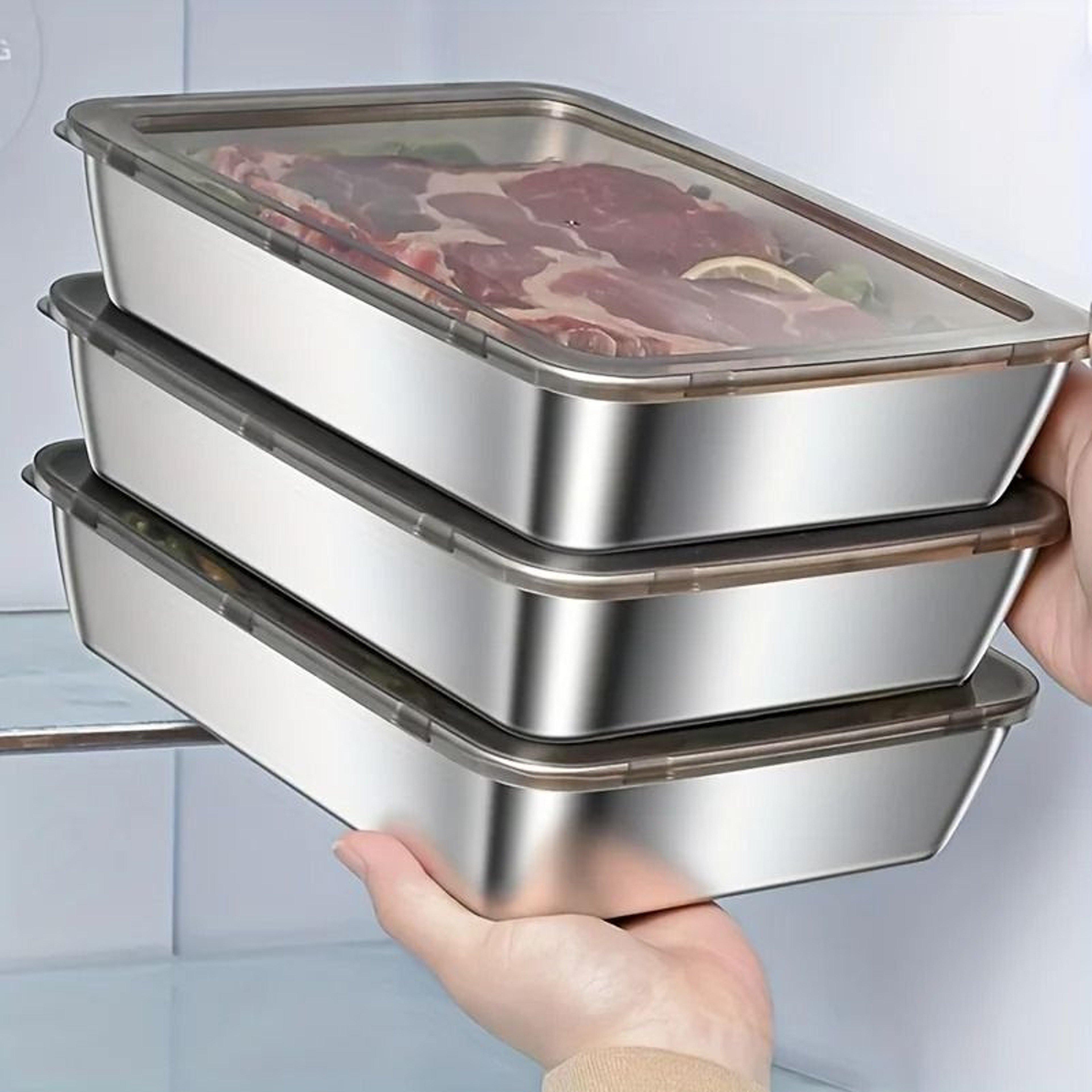 Stainless Steel Rectangle Food Storage Container With Cover 0