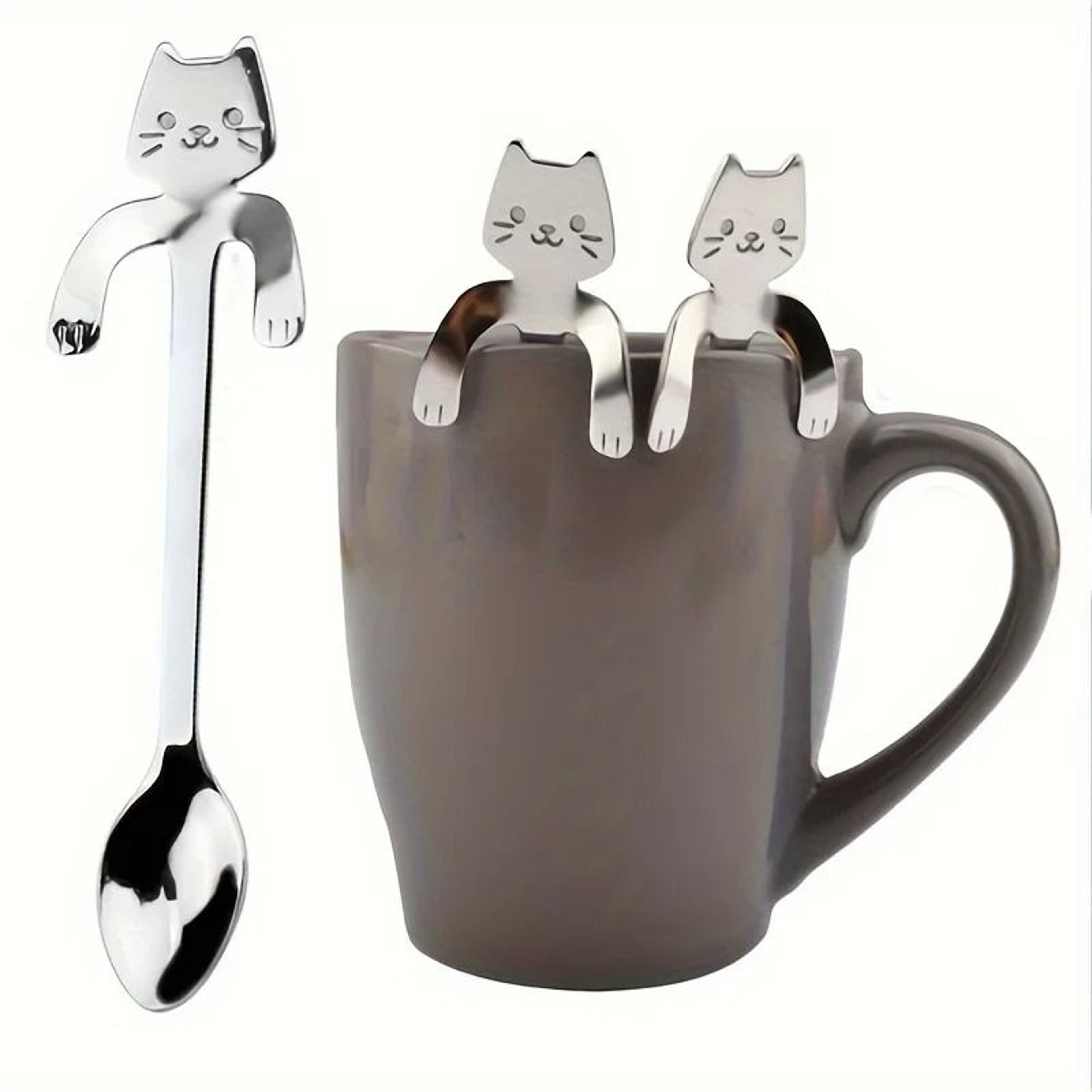 Lovely Cat Shape Stainless Steel Coffee And Dessert Spoon 0