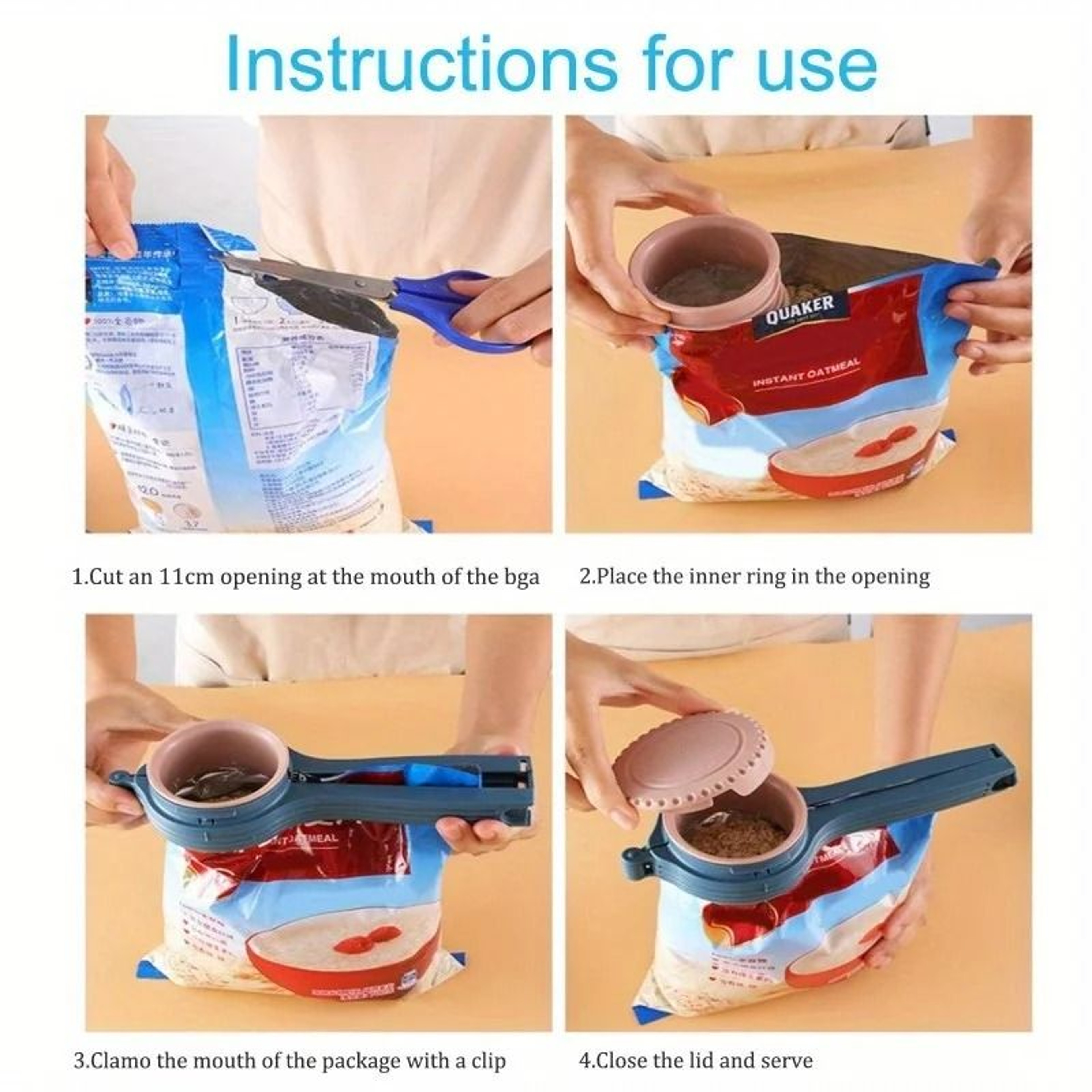 Bag Sealing Clip With Integrated Pour Spout 4