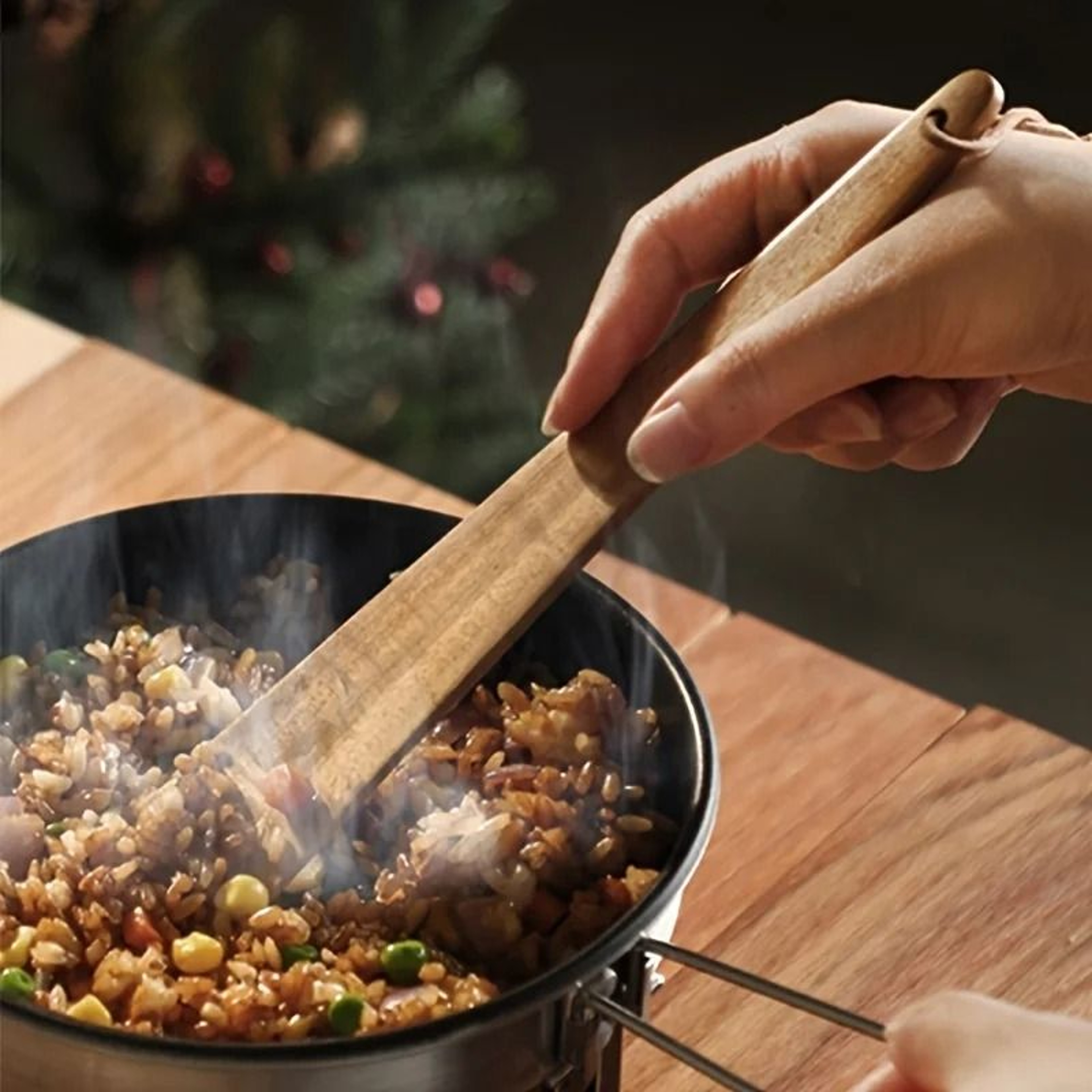 Natural Teak Wood Flat Cooking Spatula 1