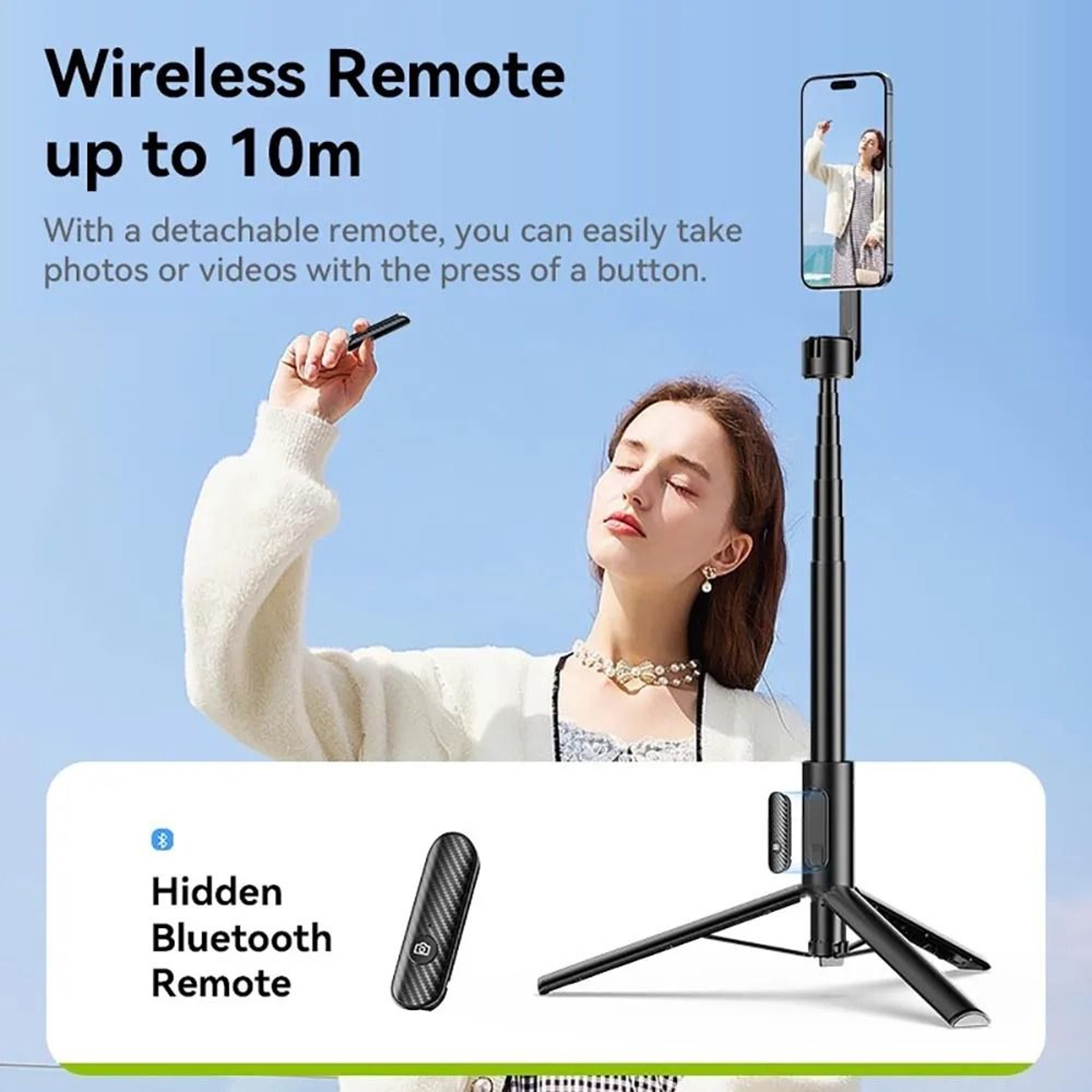 Magnetic Wireless Bluetooth Selfie Stick And Tripod 2