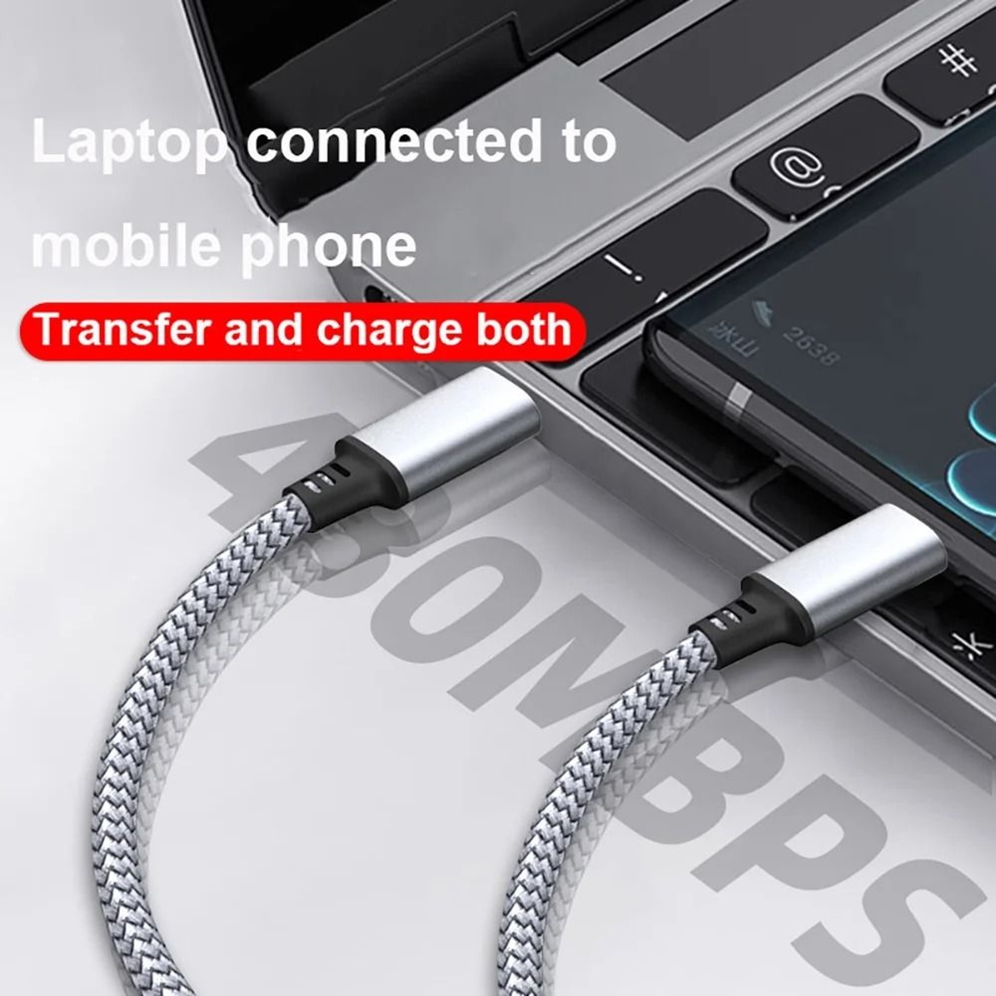 60W Power Delivery Extended USB C To Type C Cable 4