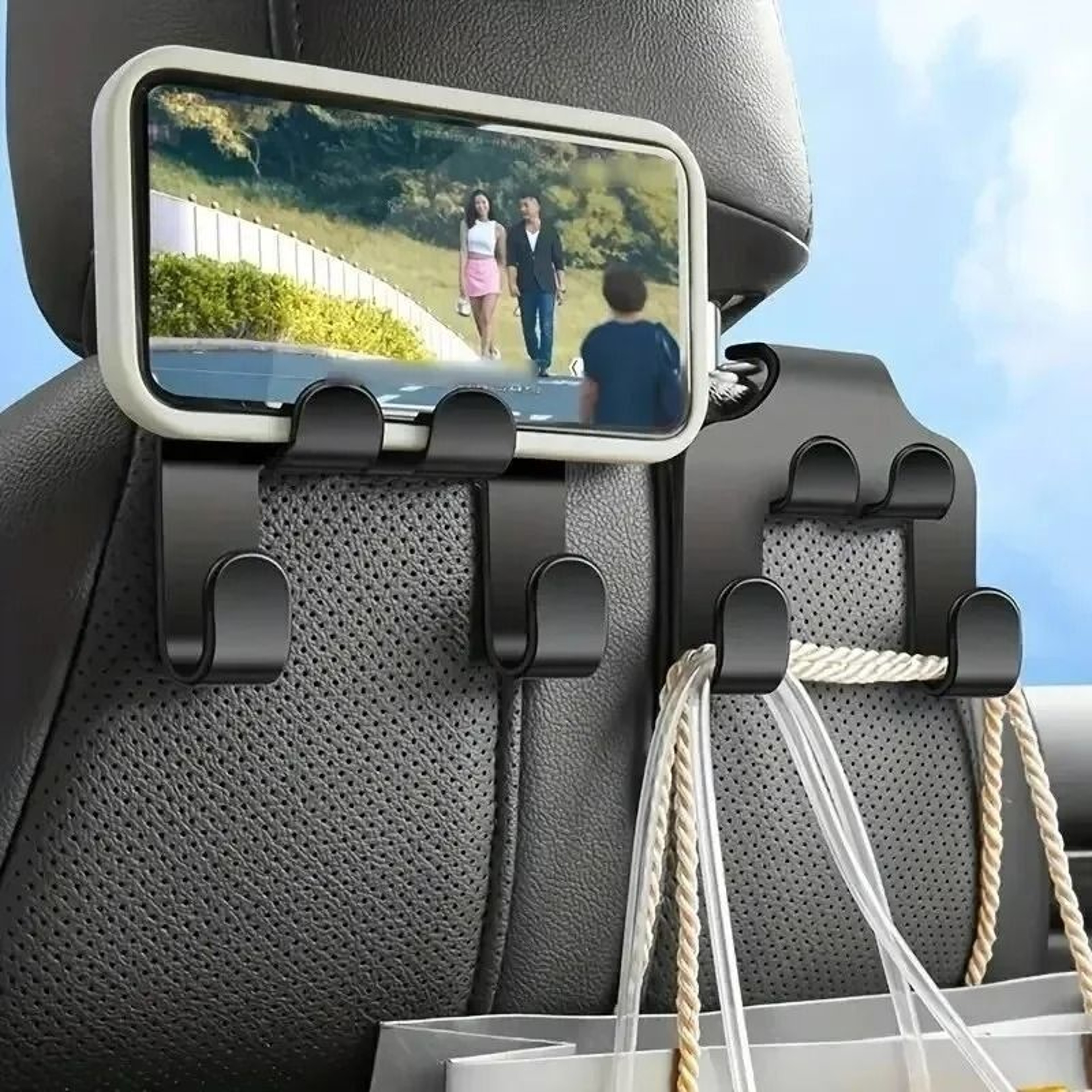 2in1 Universal Car Back Seat Phone Holder And Storage Hook 0