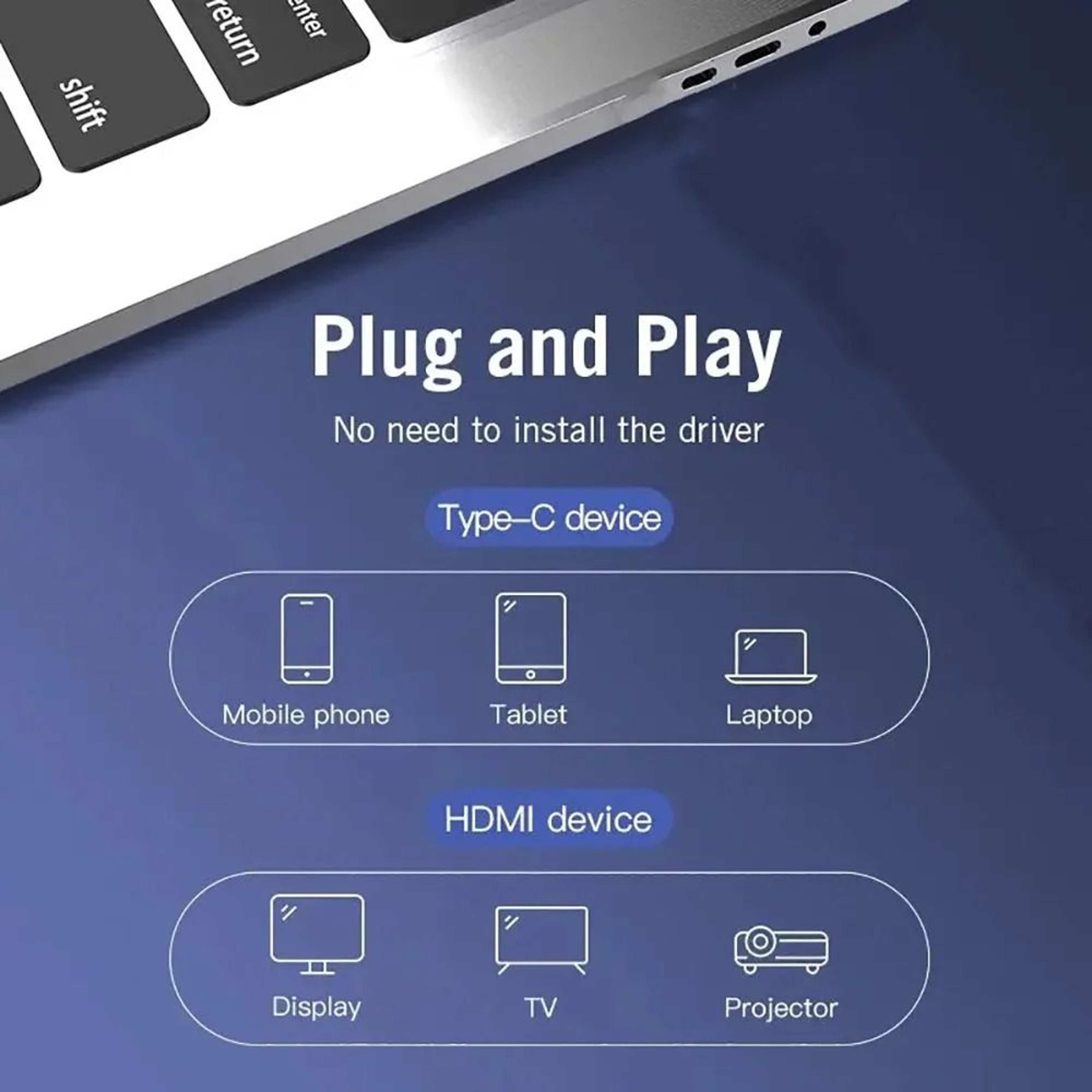 4K 60Hz Ultra High Definition Type C To HDMI Projection Cable 5