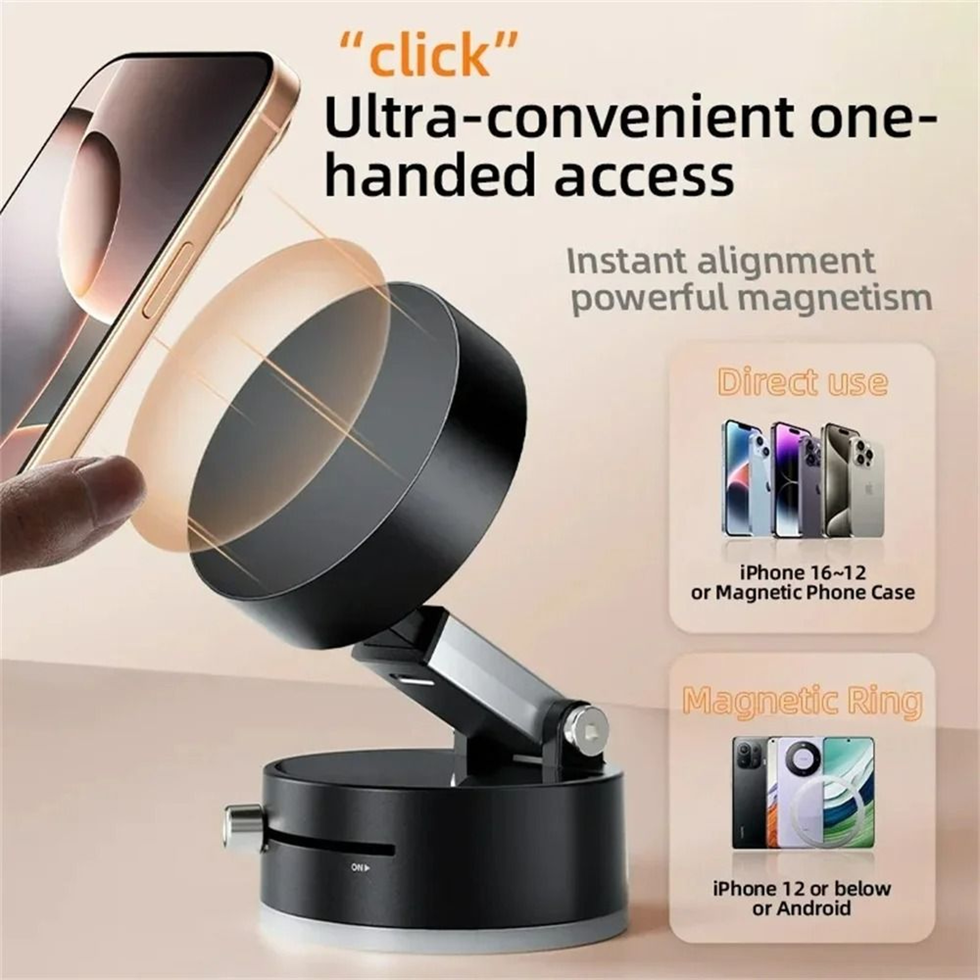 Mini DualSided Magnetic Vacuum Suction Phone Stand 1