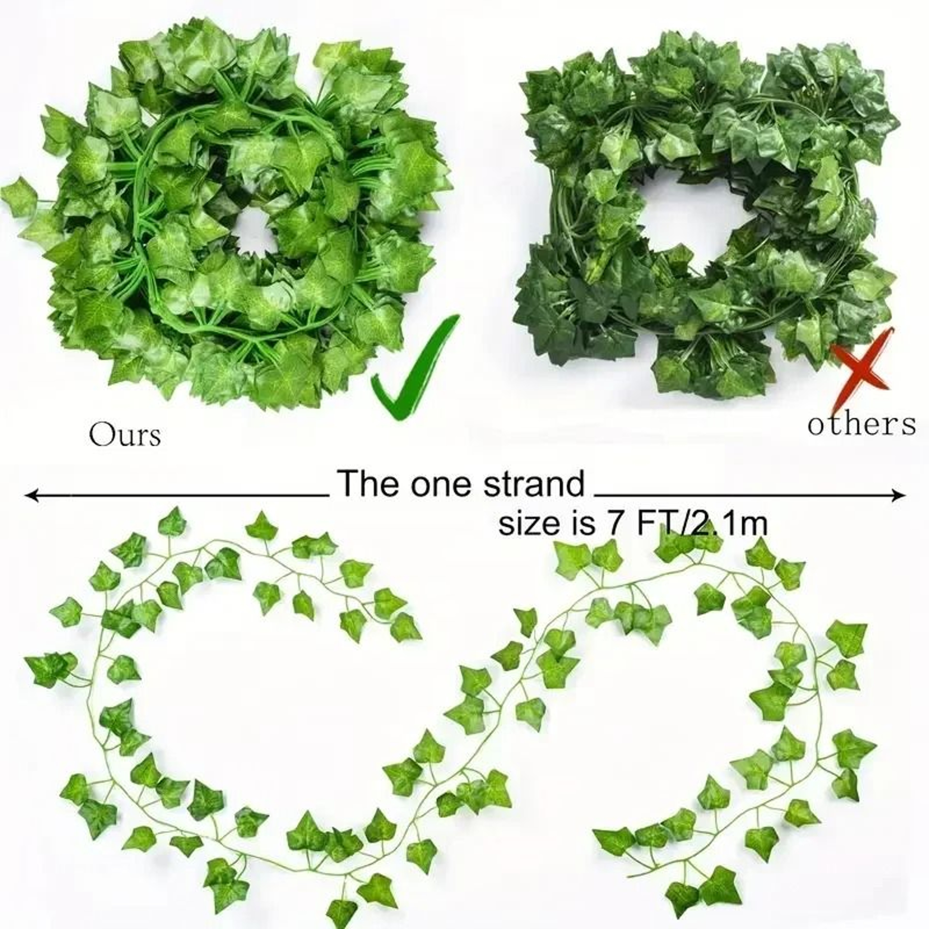 Naturalistic Artificial Green Ivy Rattan And Hanging Leaf Garland 3