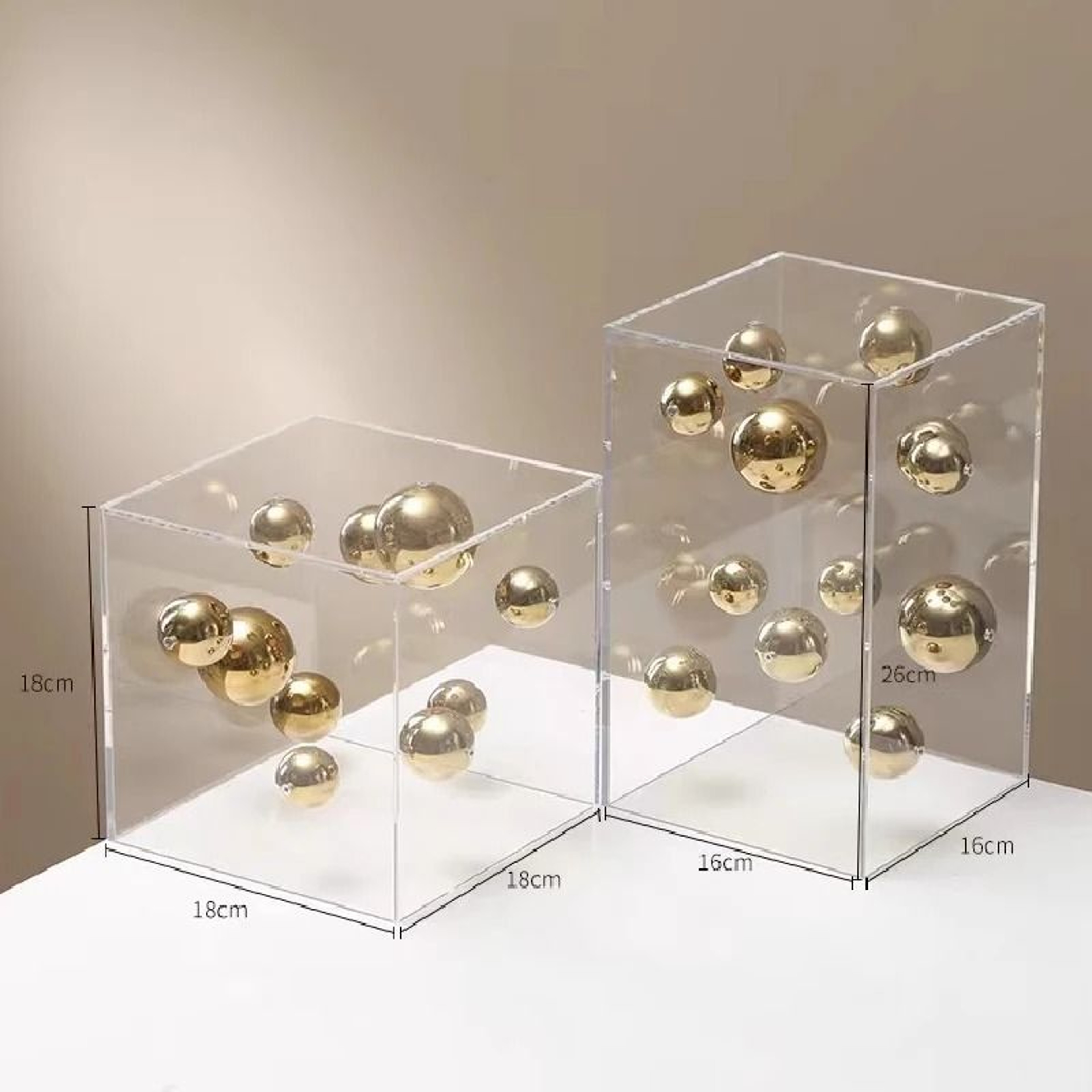 Modern Geometric Clear Acrylic Cube  Sphere Display Sculpture 0