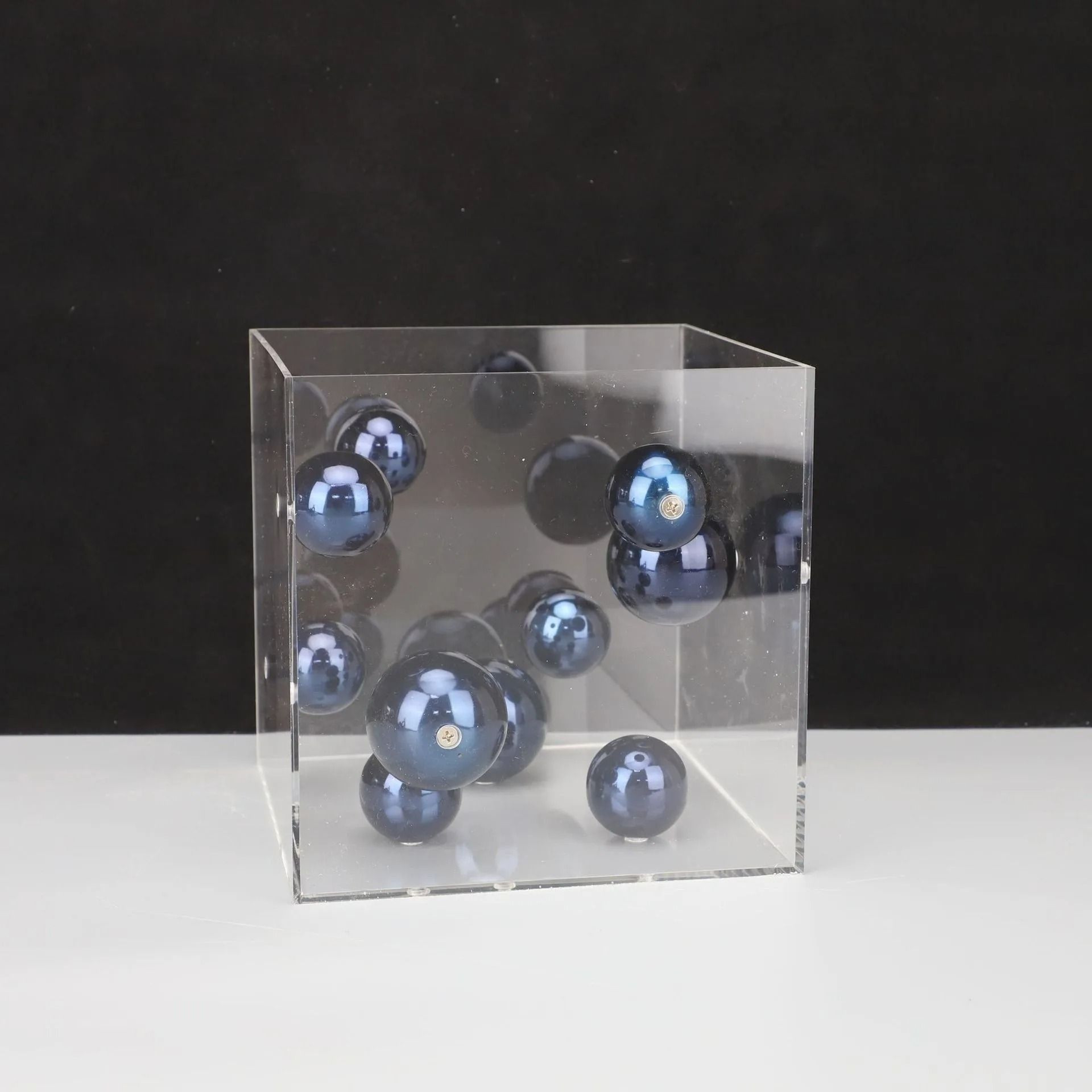 Modern Geometric Clear Acrylic Cube  Sphere Display Sculpture 6