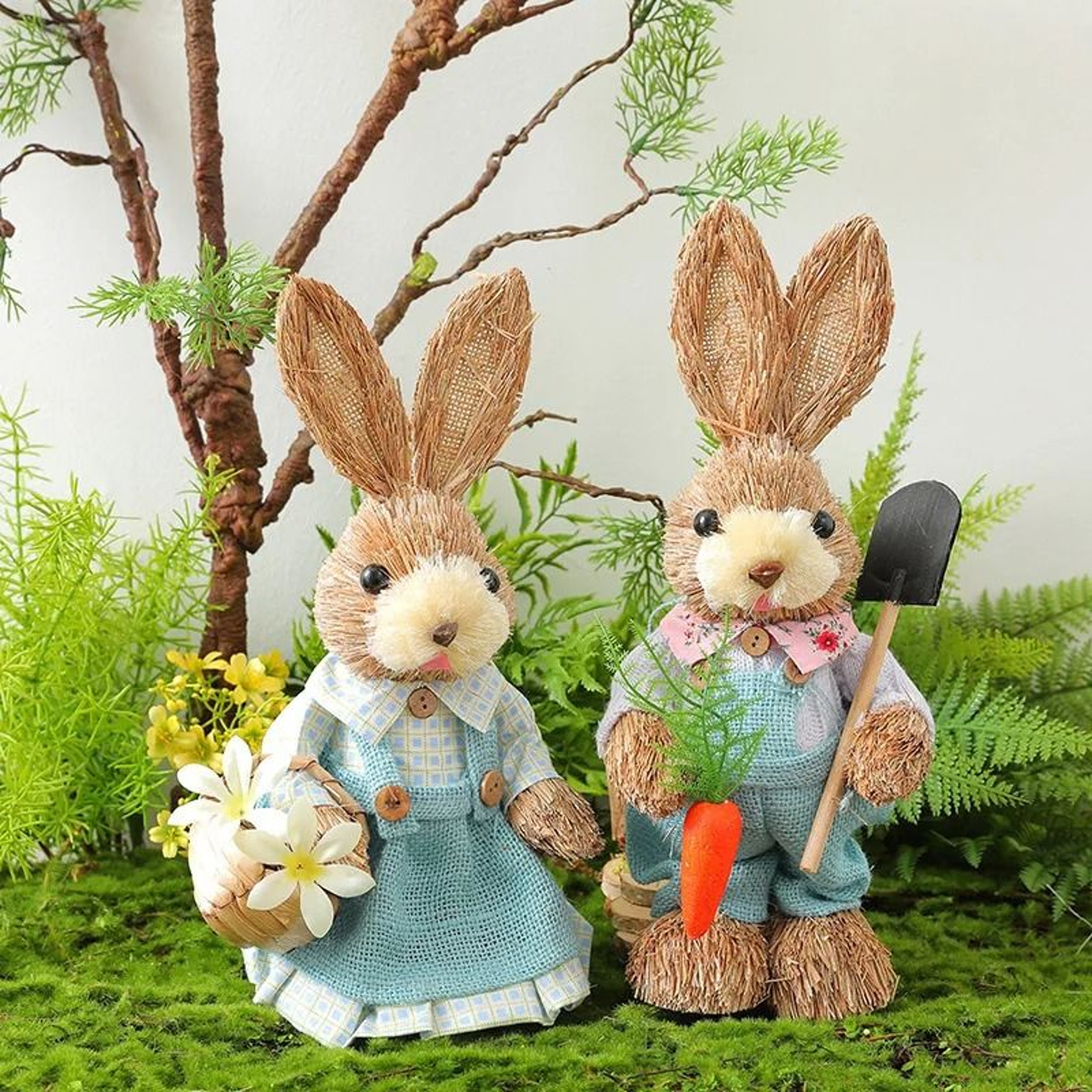 Handcrafted Standing Easter Bunny Cattail Ornament 0