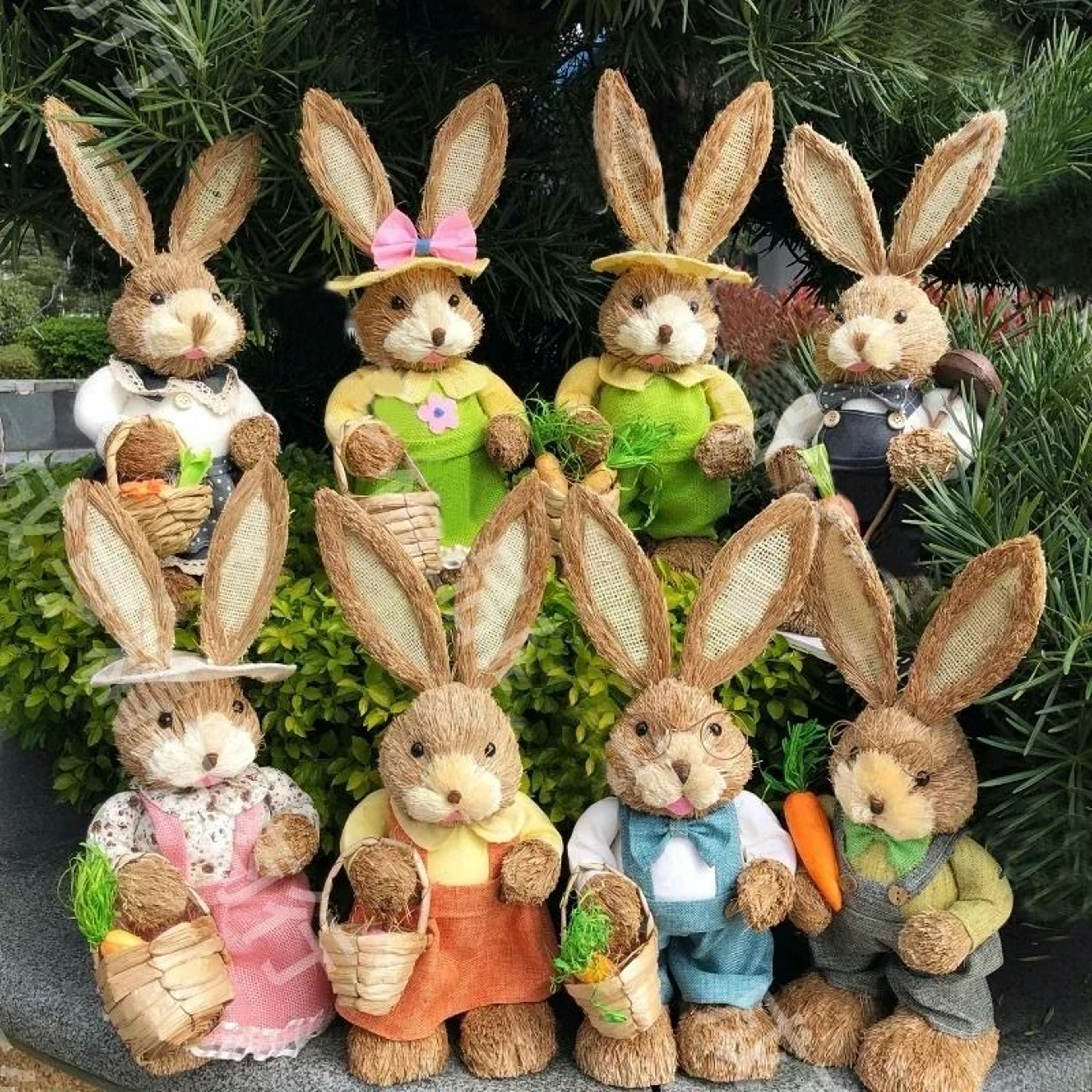 Handcrafted Standing Easter Bunny Cattail Ornament 1