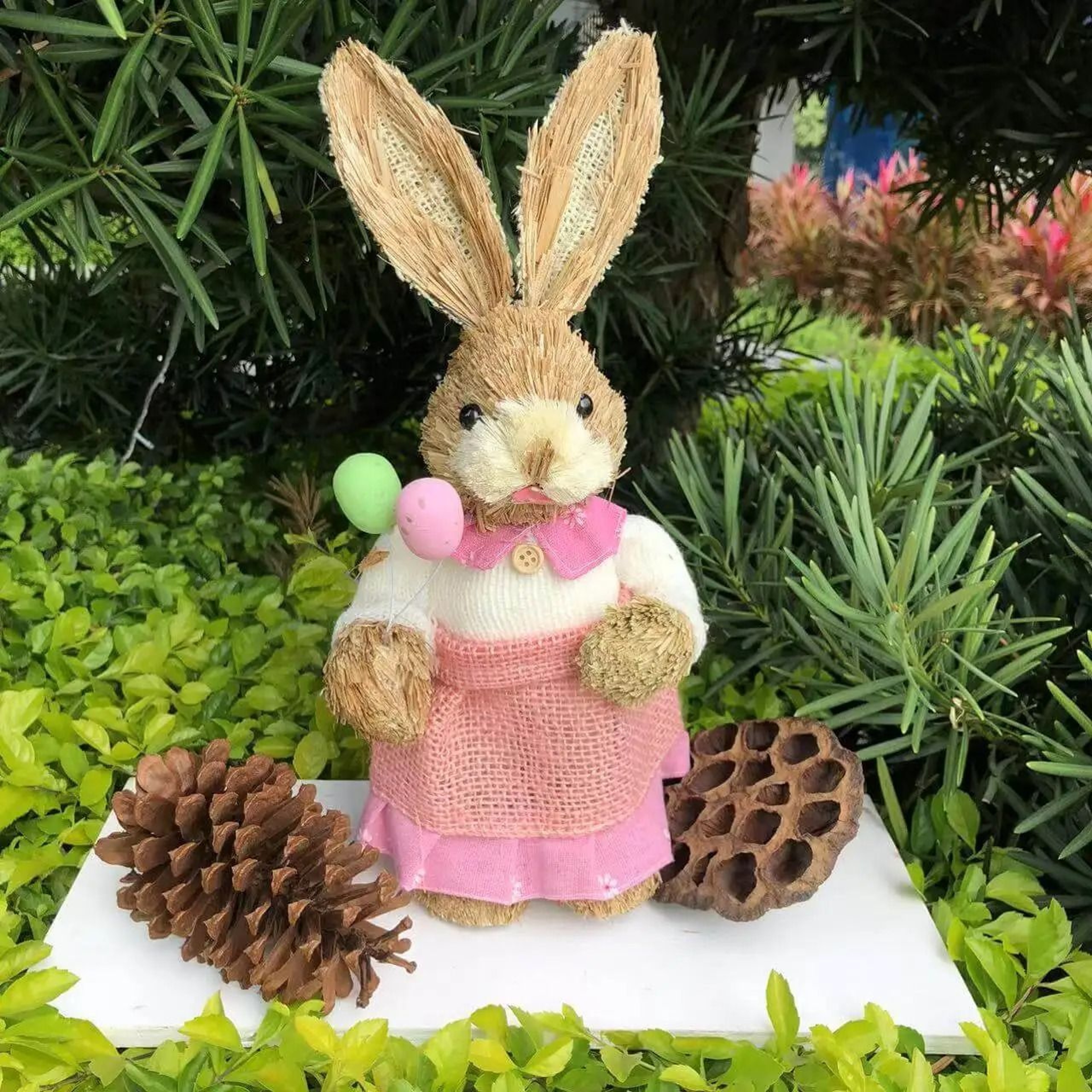 Handcrafted Standing Easter Bunny Cattail Ornament 15