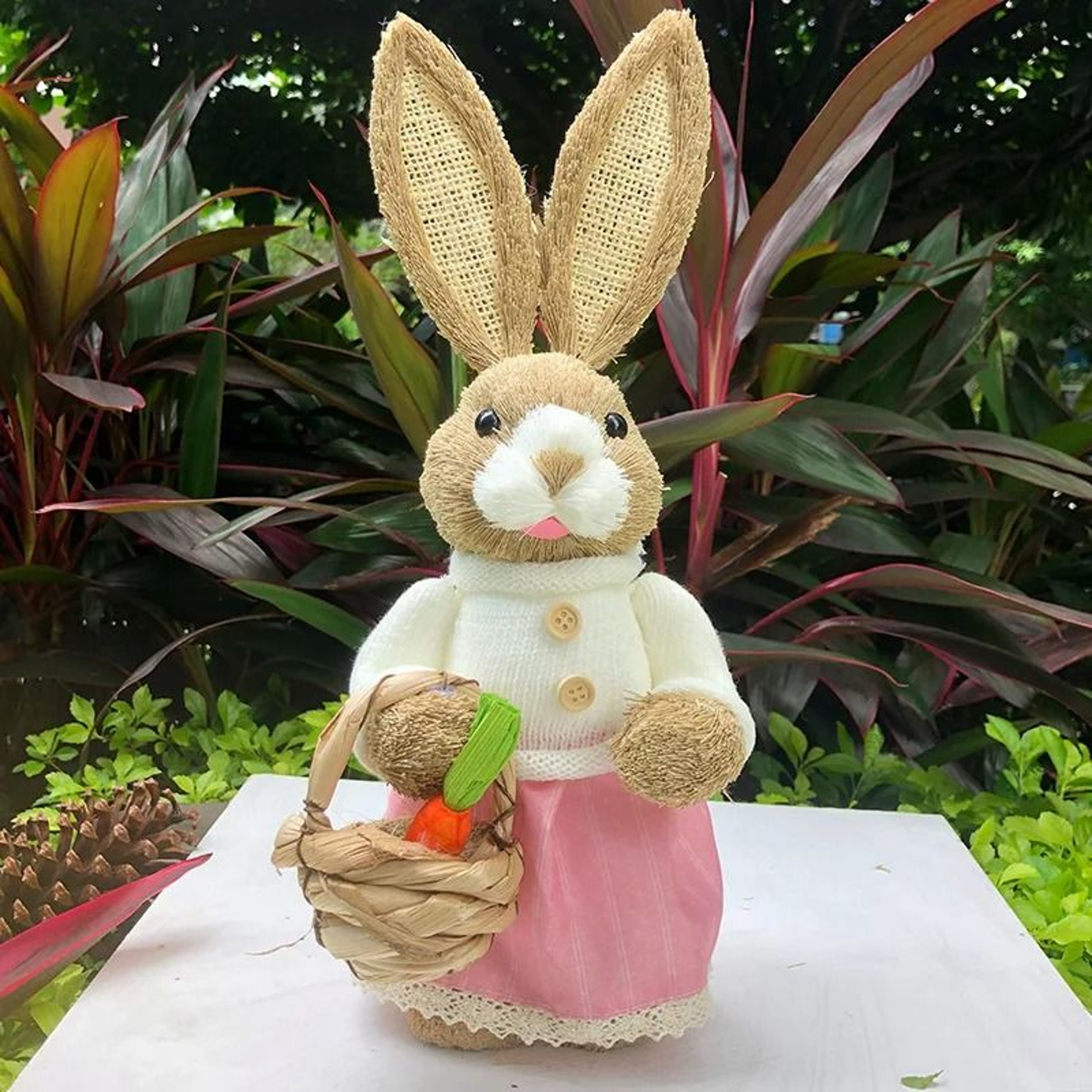 Handcrafted Standing Easter Bunny Cattail Ornament 17