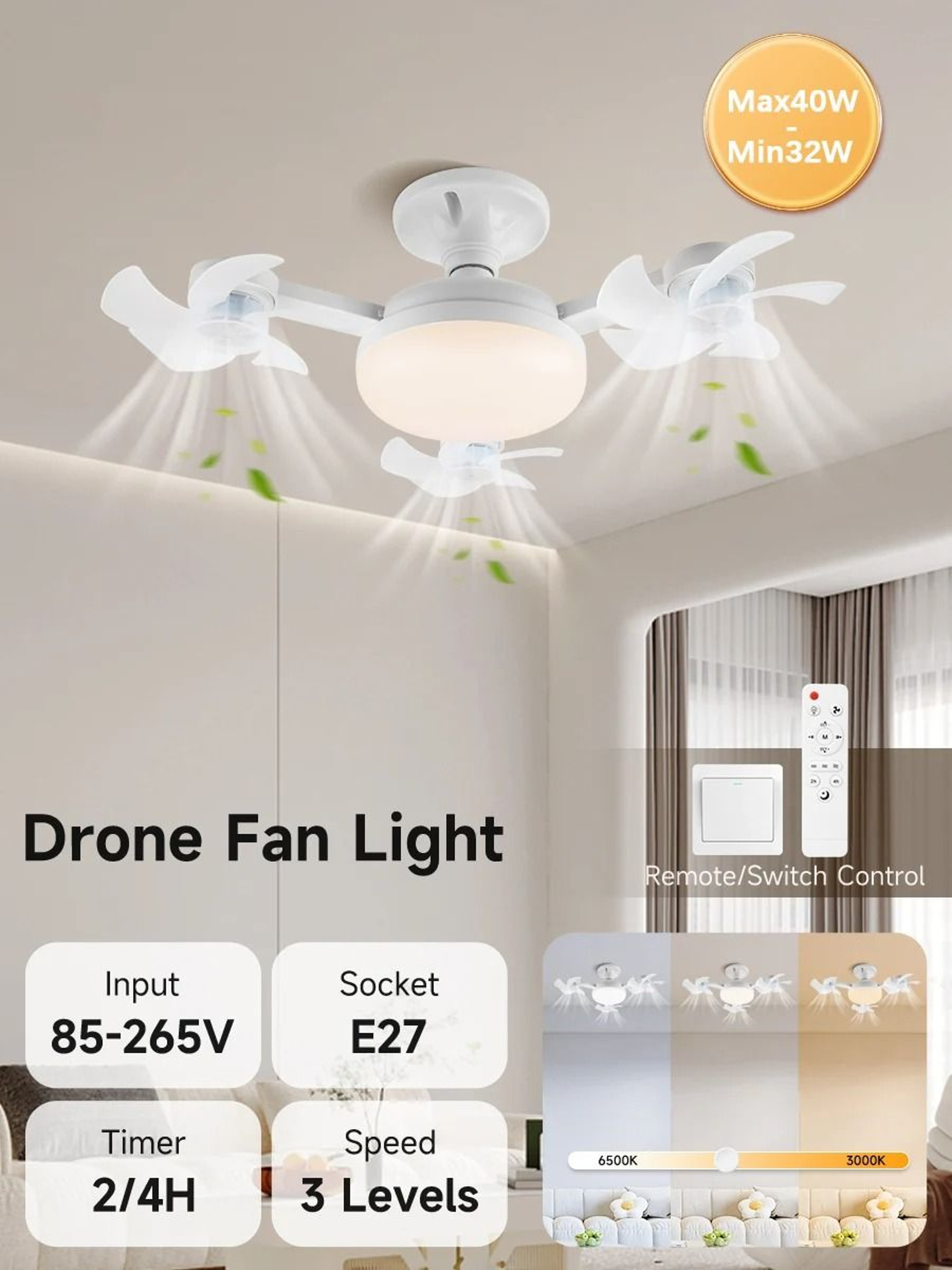 Modern Integrated Smart LED Ceiling Fan  Illumination System 7