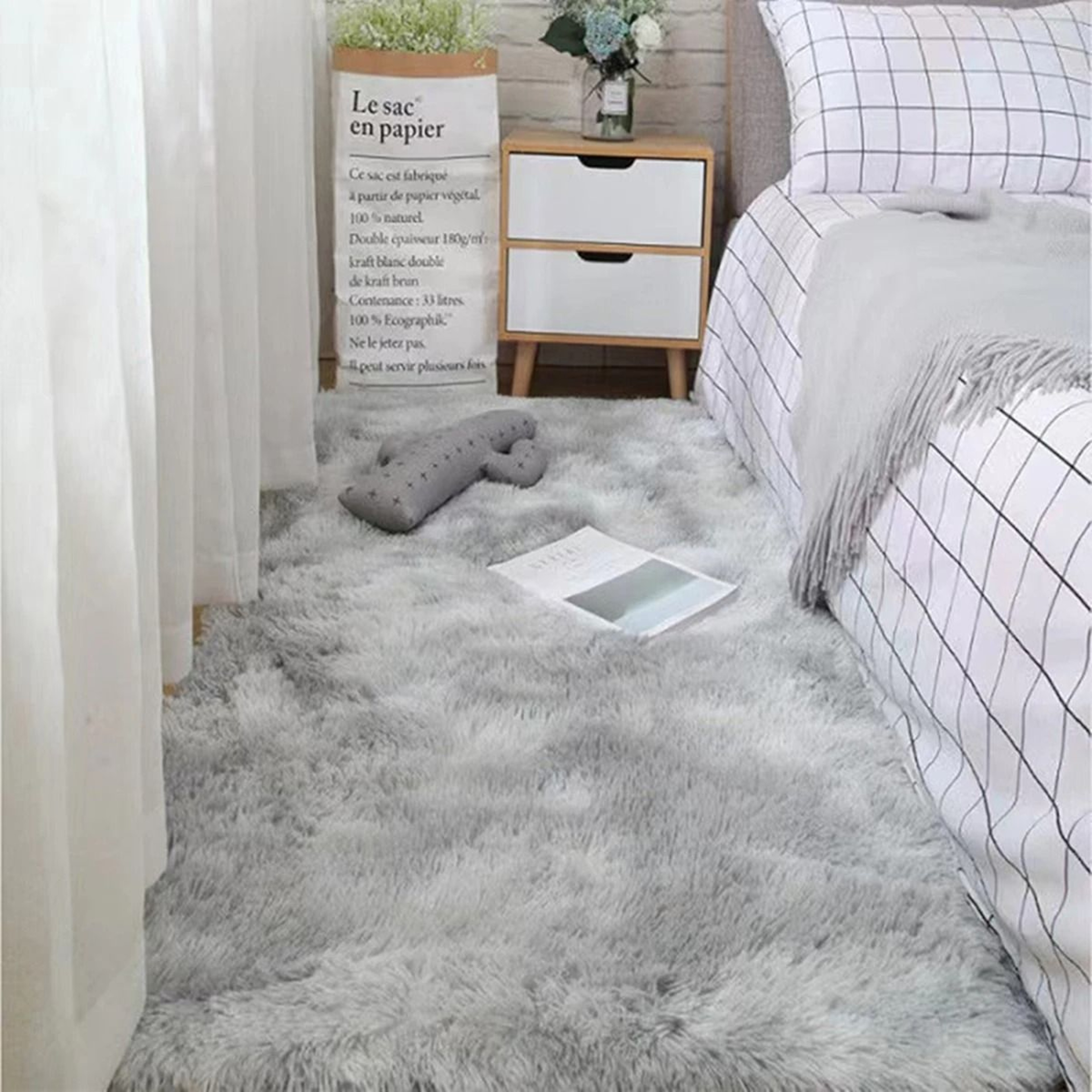 Plush TieDye Shaggy NonSlip Bedside Rug 0