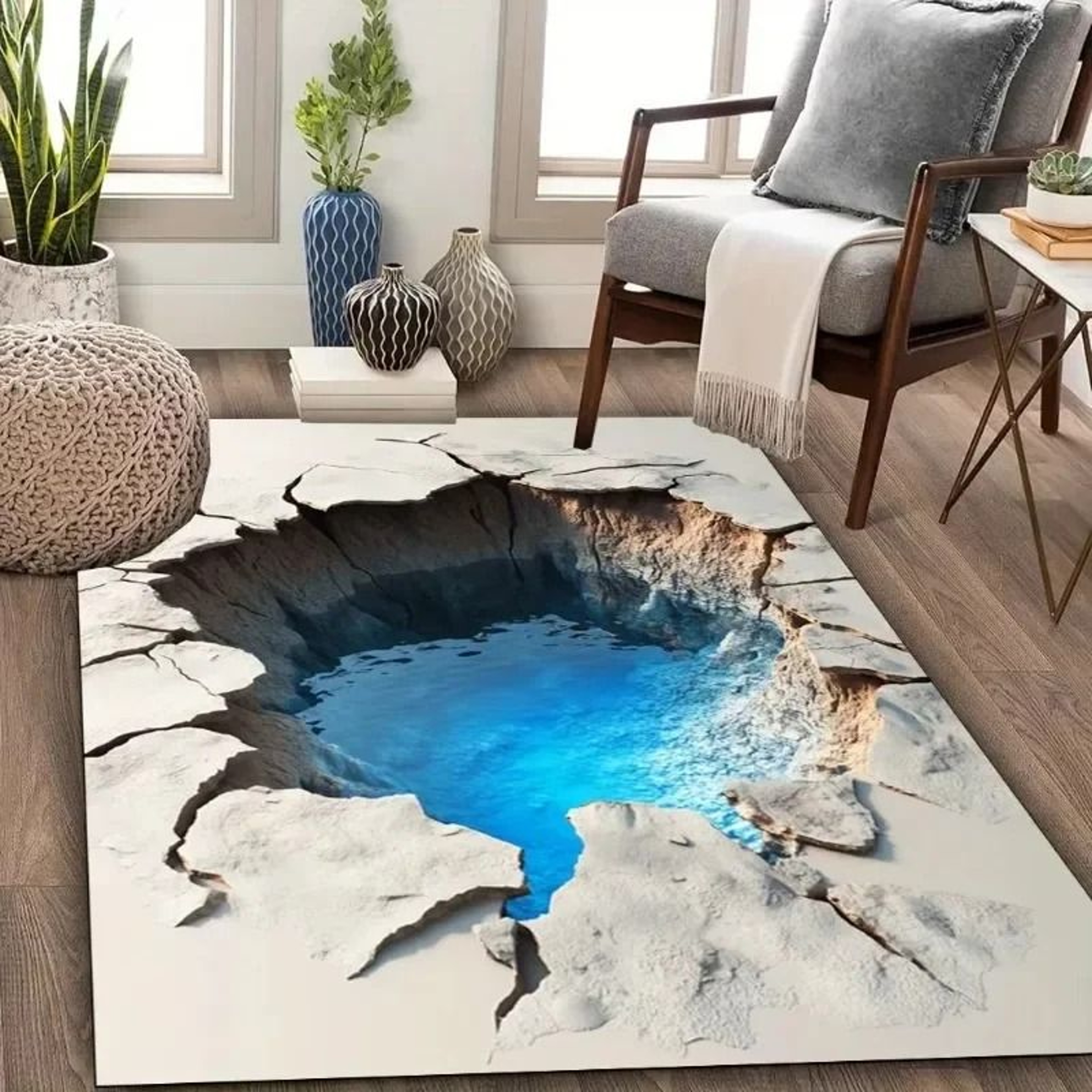 3D Elemental Desert  Flare Surrealist Area Rug 2