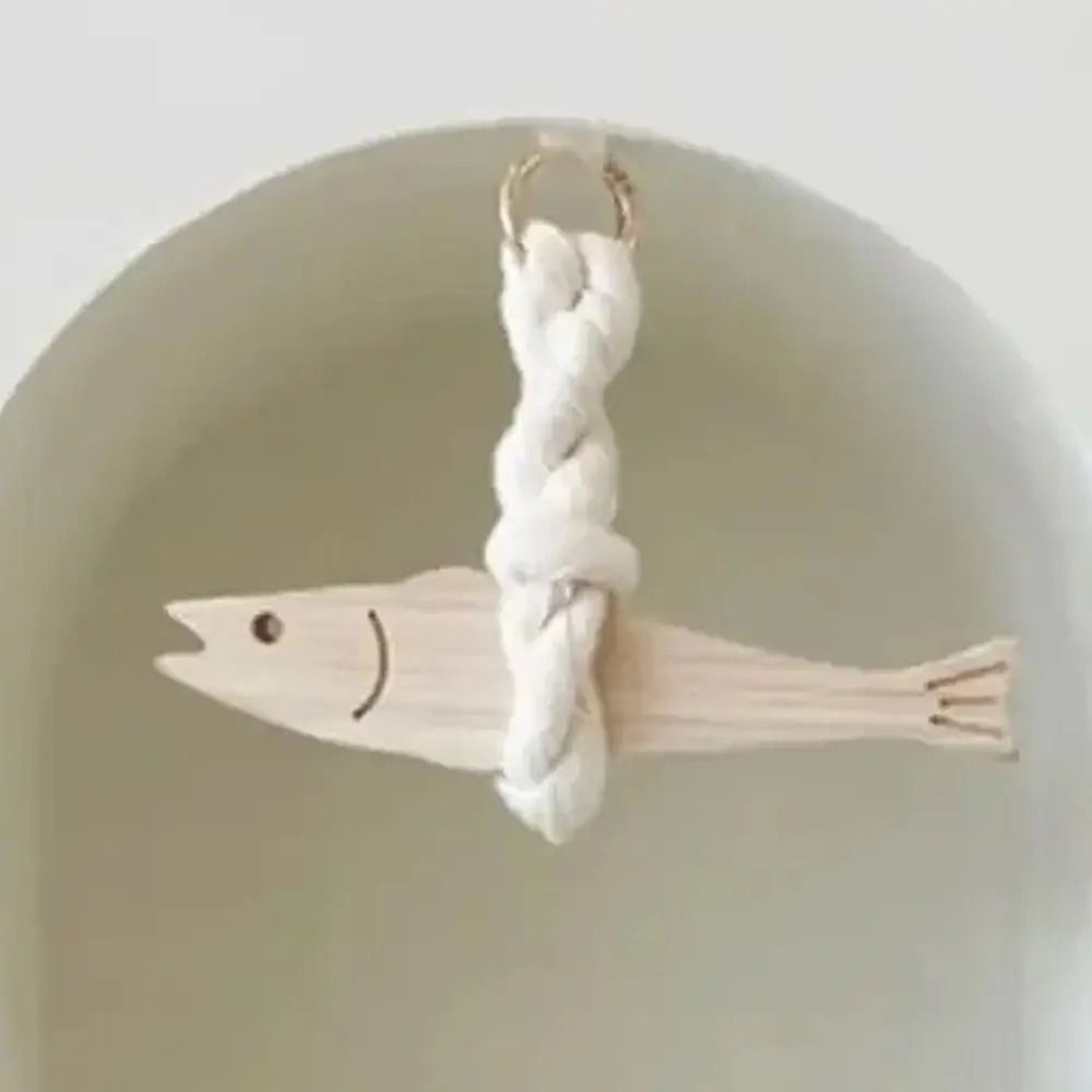 Artisanal Architectural Wooden Pollack Fish Bell Ornament 3