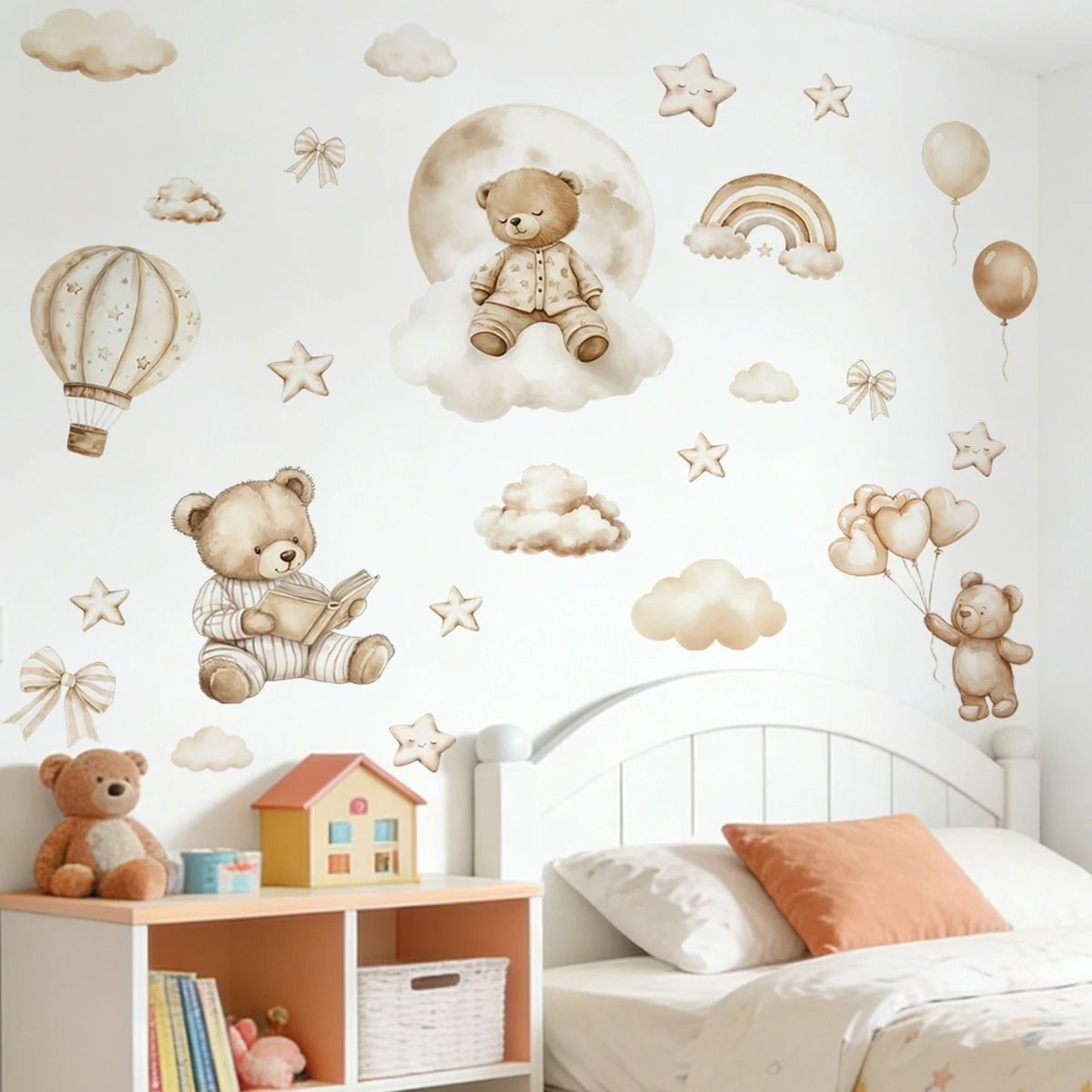Whimsical Architectural Boho Sleeping Bear Wall Decal 3