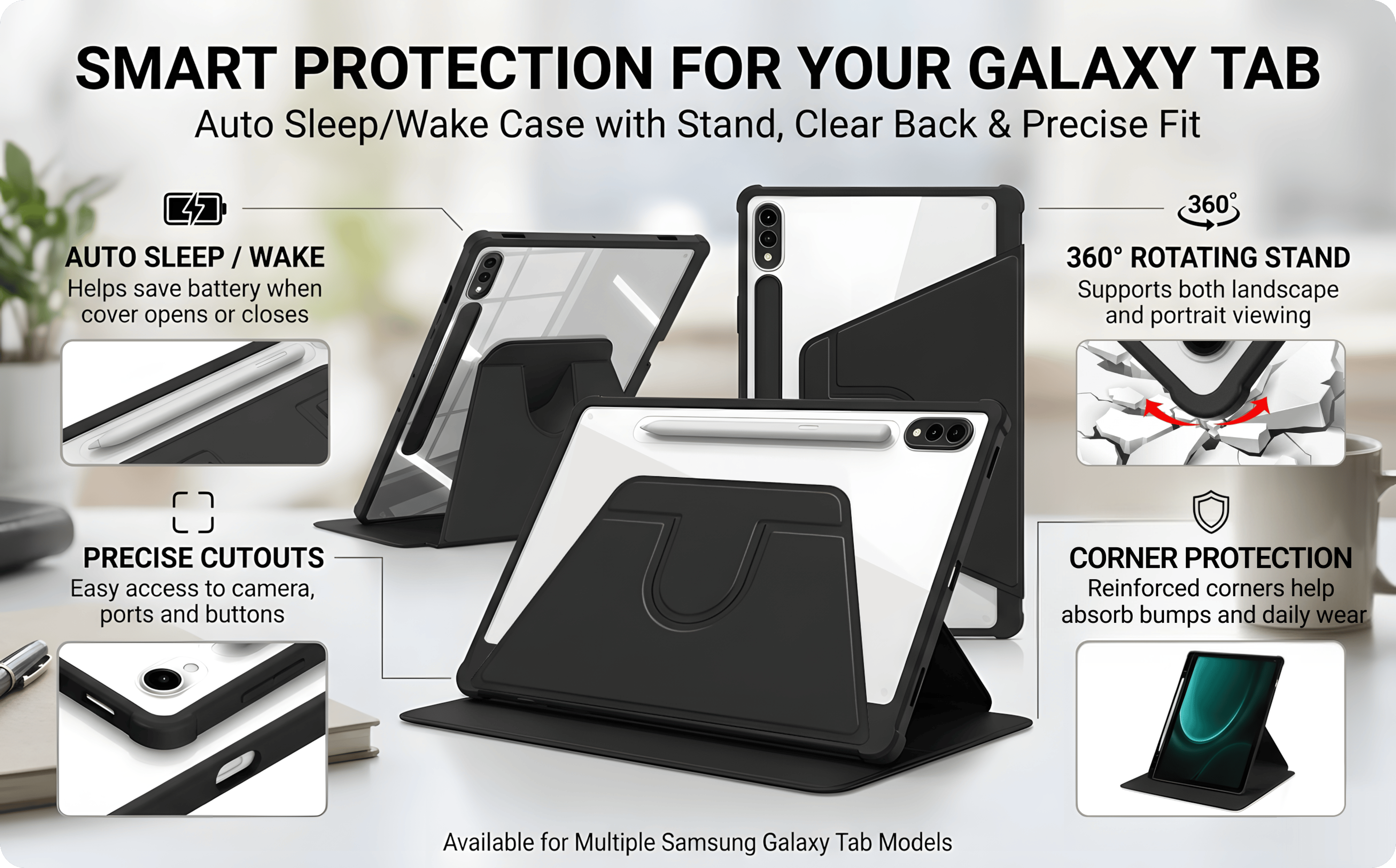 Samsung Galaxy Tablet Smart Cover Case with Auto Sleep/Wake – view 10