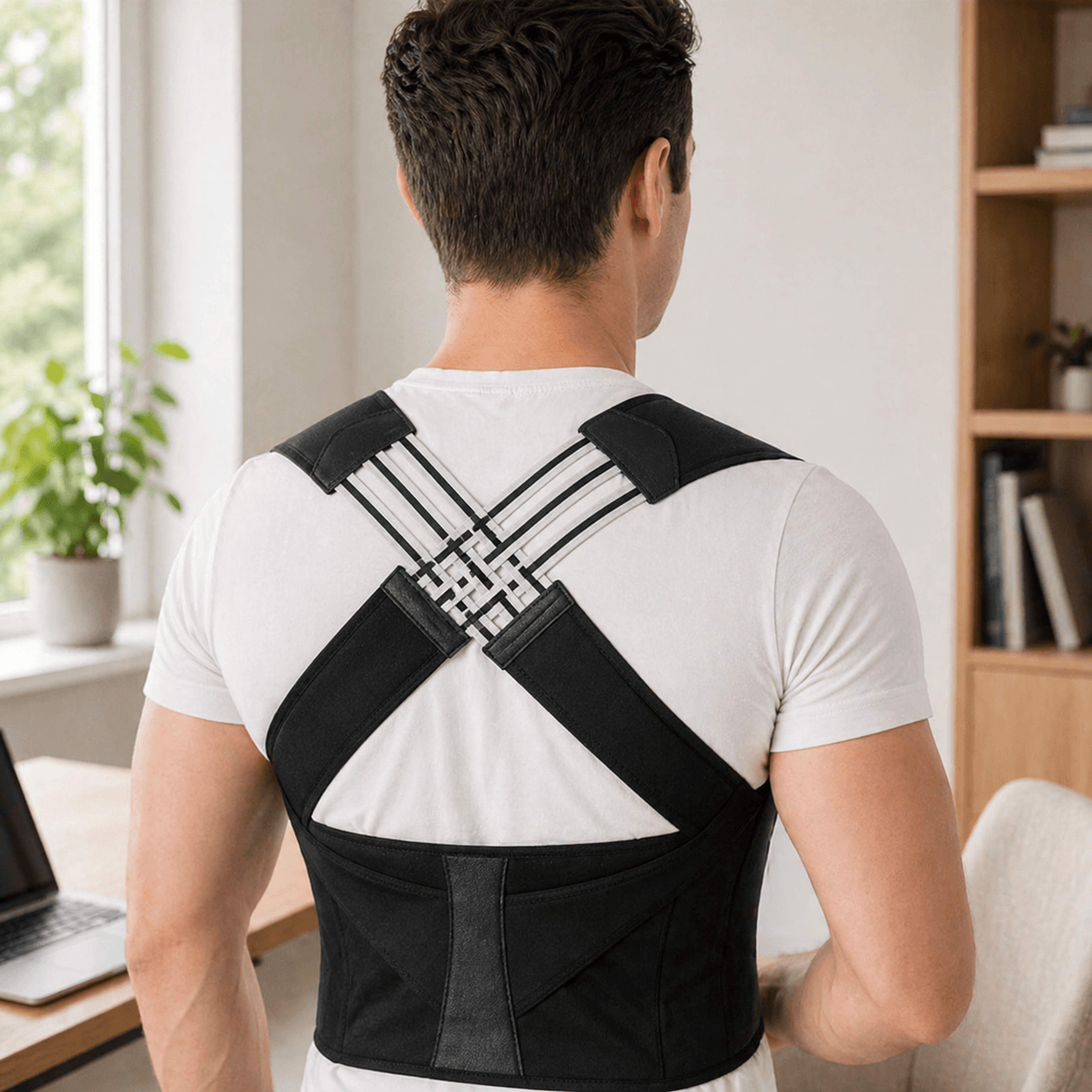 Adjustable Back Brace Posture Corrector For Full Back And Shoulder Support 0