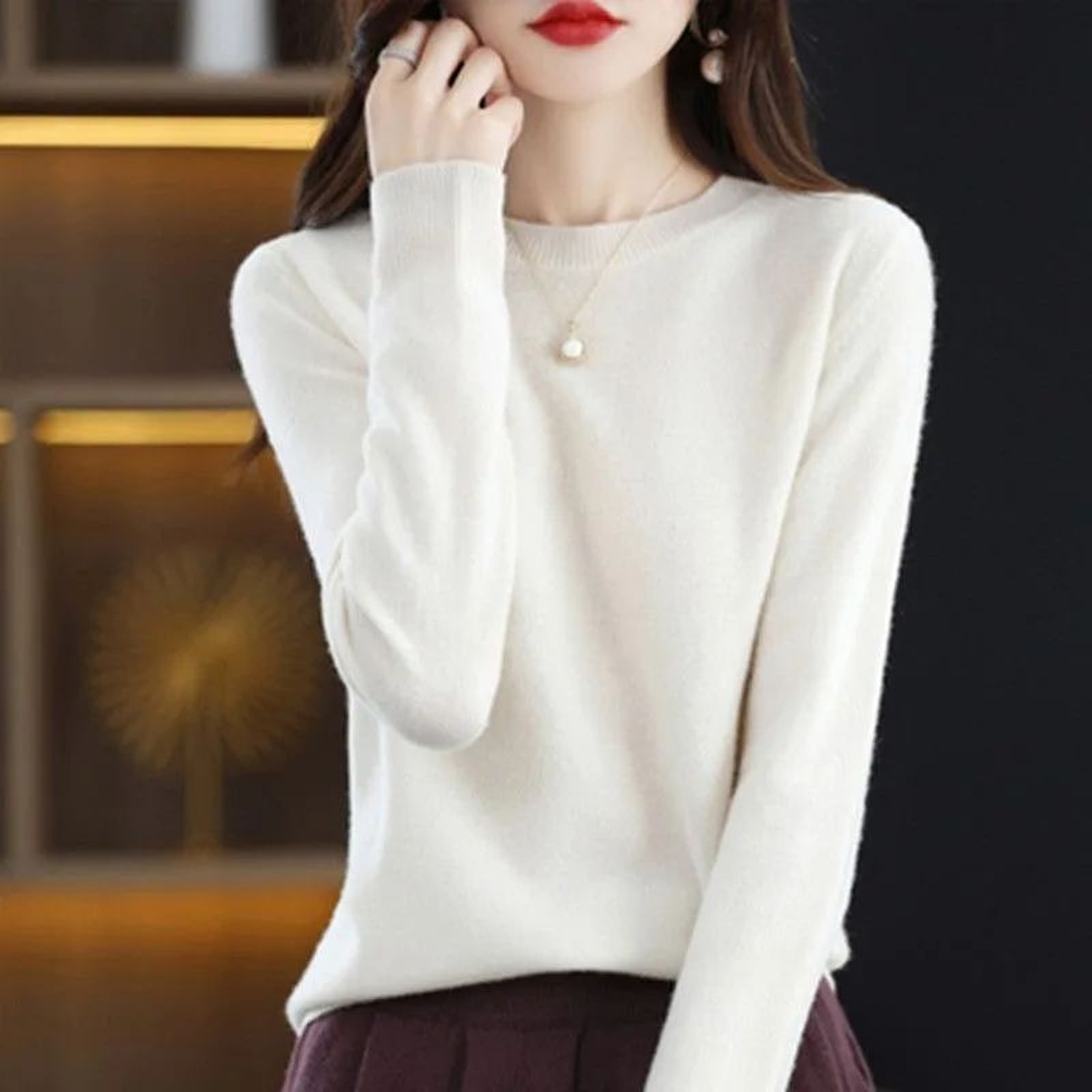 Womens Cozy Knit Pullover Sweater For Autumn And Winter 3