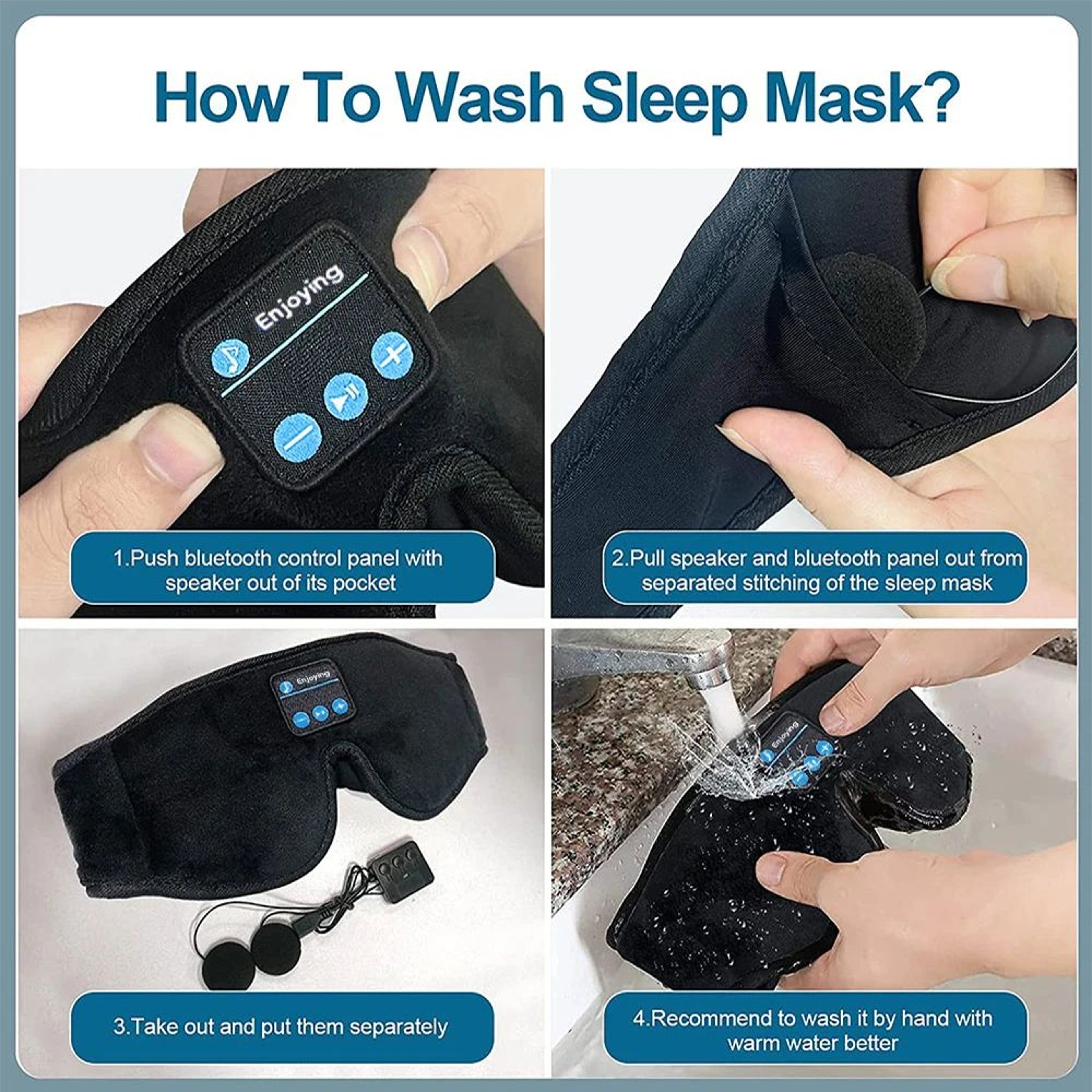 Bluetooth Sleep Mask With Headphones 3D Eye Mask Music Play Sleeping 4