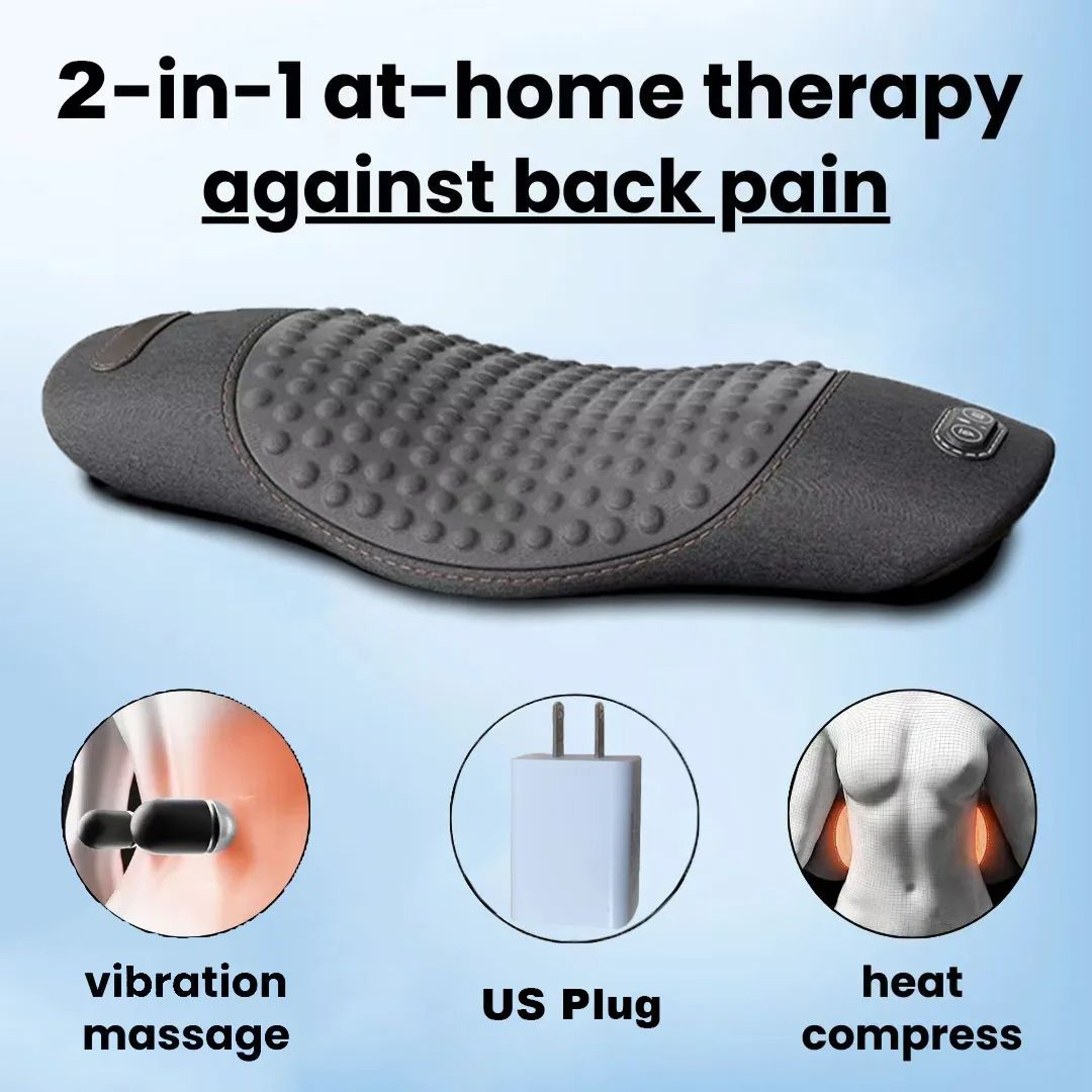Waist Pillow Back Massager Heated Vibrating Support Pad For Lower Back Pain Relief 0