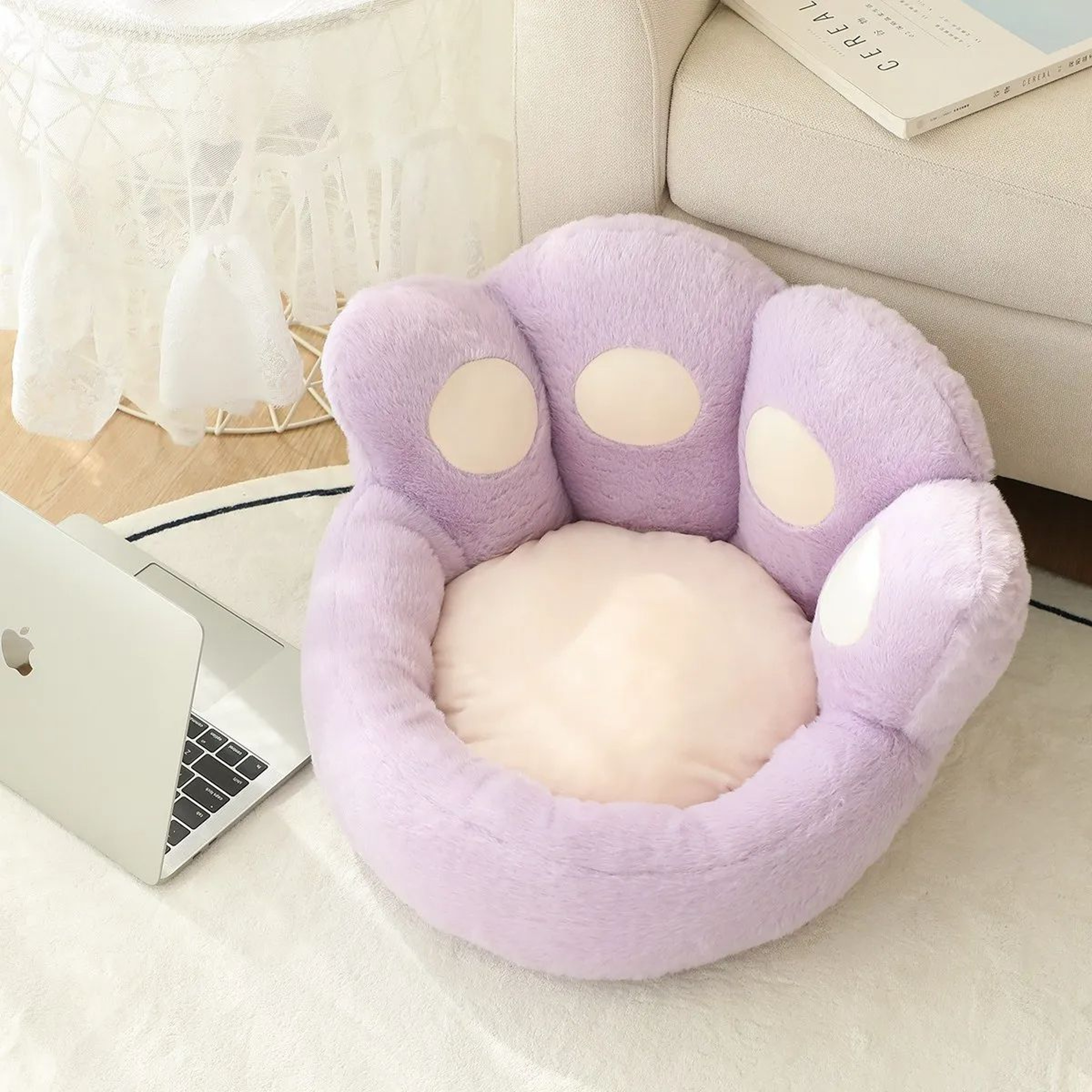 Soft Detachable Bear Paw Cushion Pillow With Lumbar Support NonSlip Bottom Home Decor For Bed Sofa  6