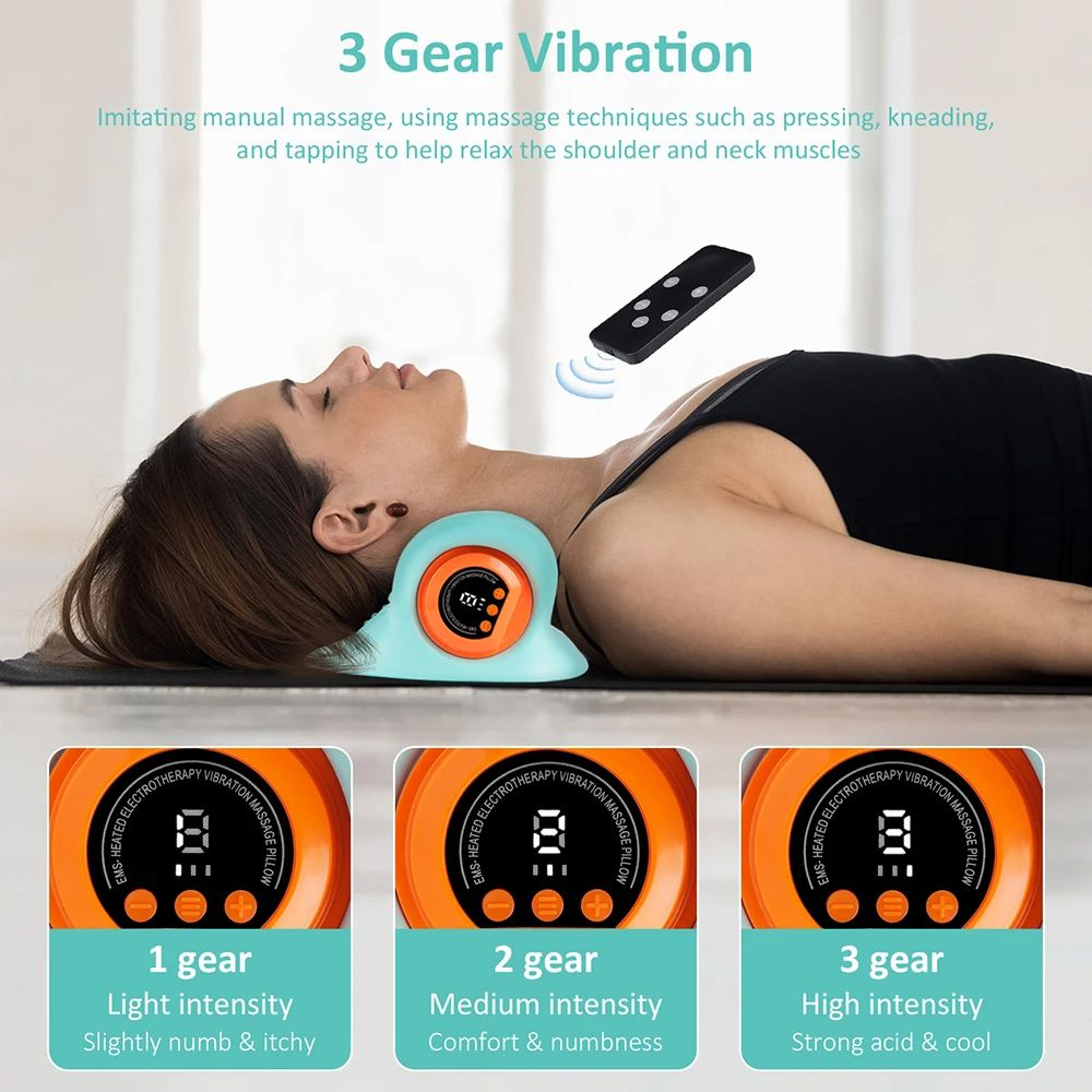 Electric Neck Cervical Massager Head Pillow Ergonomic Neck Support Stretcher With Vibration  Kneadi 2