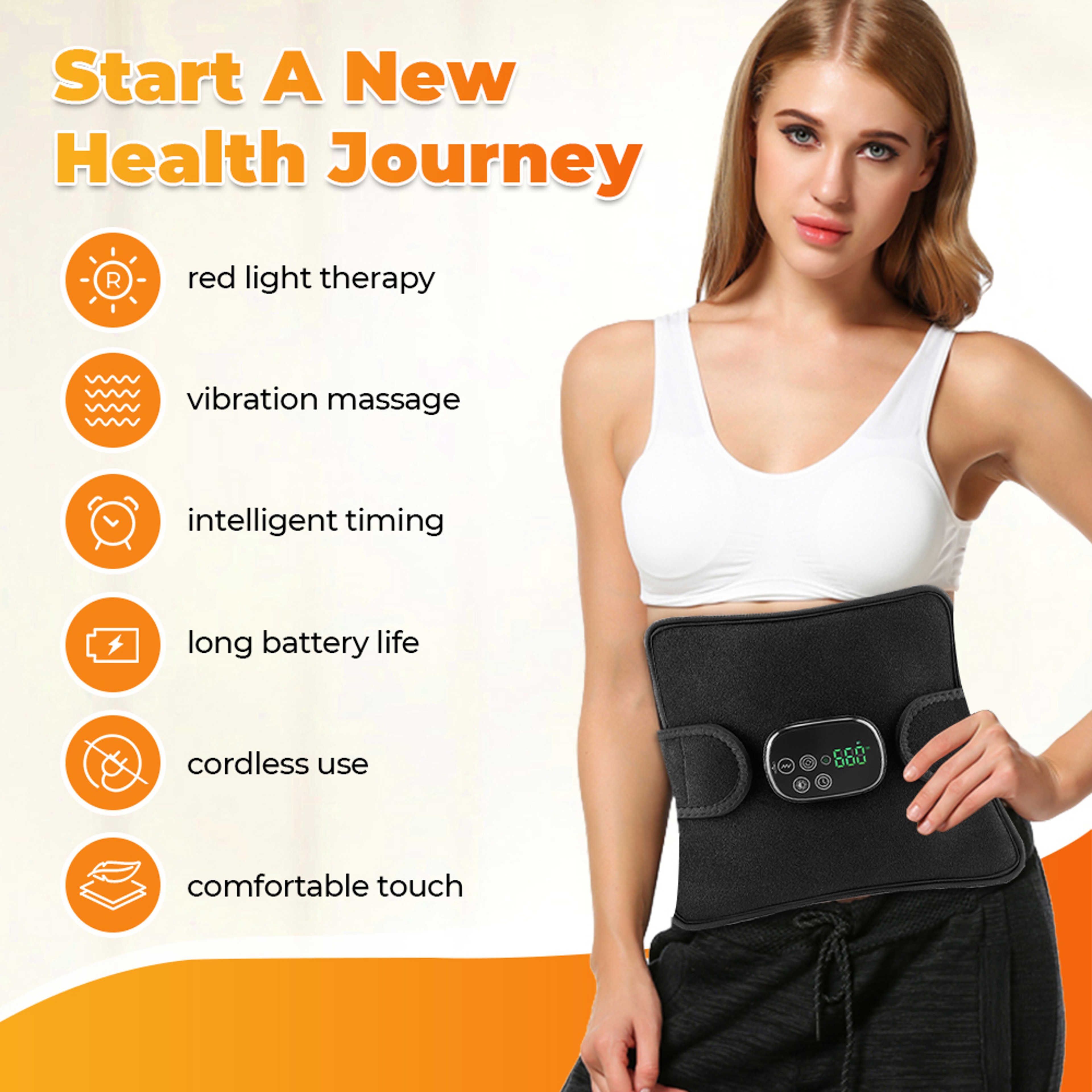 Wireless Electric Infrared Knee Pad Support Brace, Thermal Light Heating Vibration Massager for Back, Waist & Leg Joint – view 3