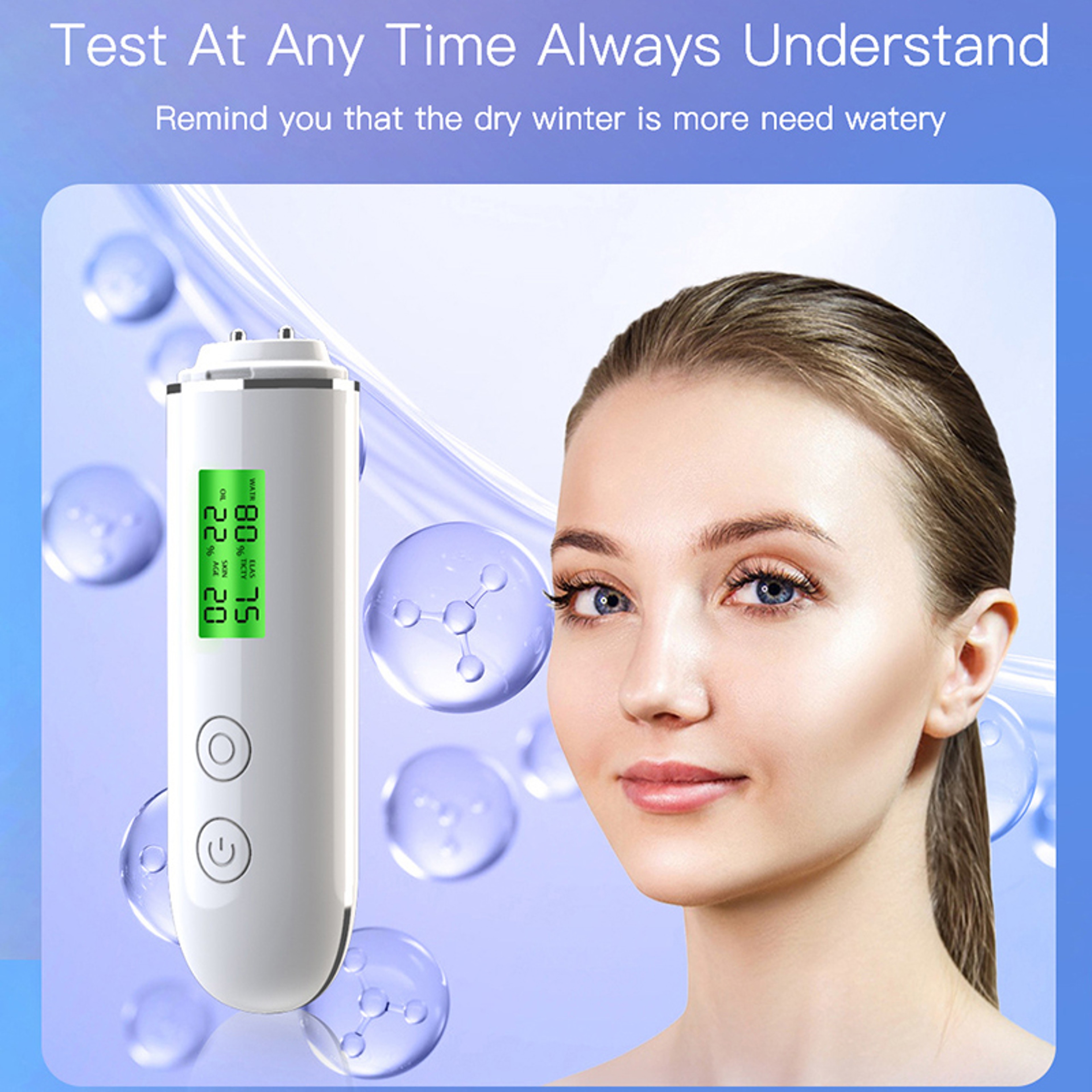 LCD Digital Skin Detector Pen Face Skin Tester, Smart Water Oil Fluorescent Content Facial Moisture Analyzer Skin Care – view 3