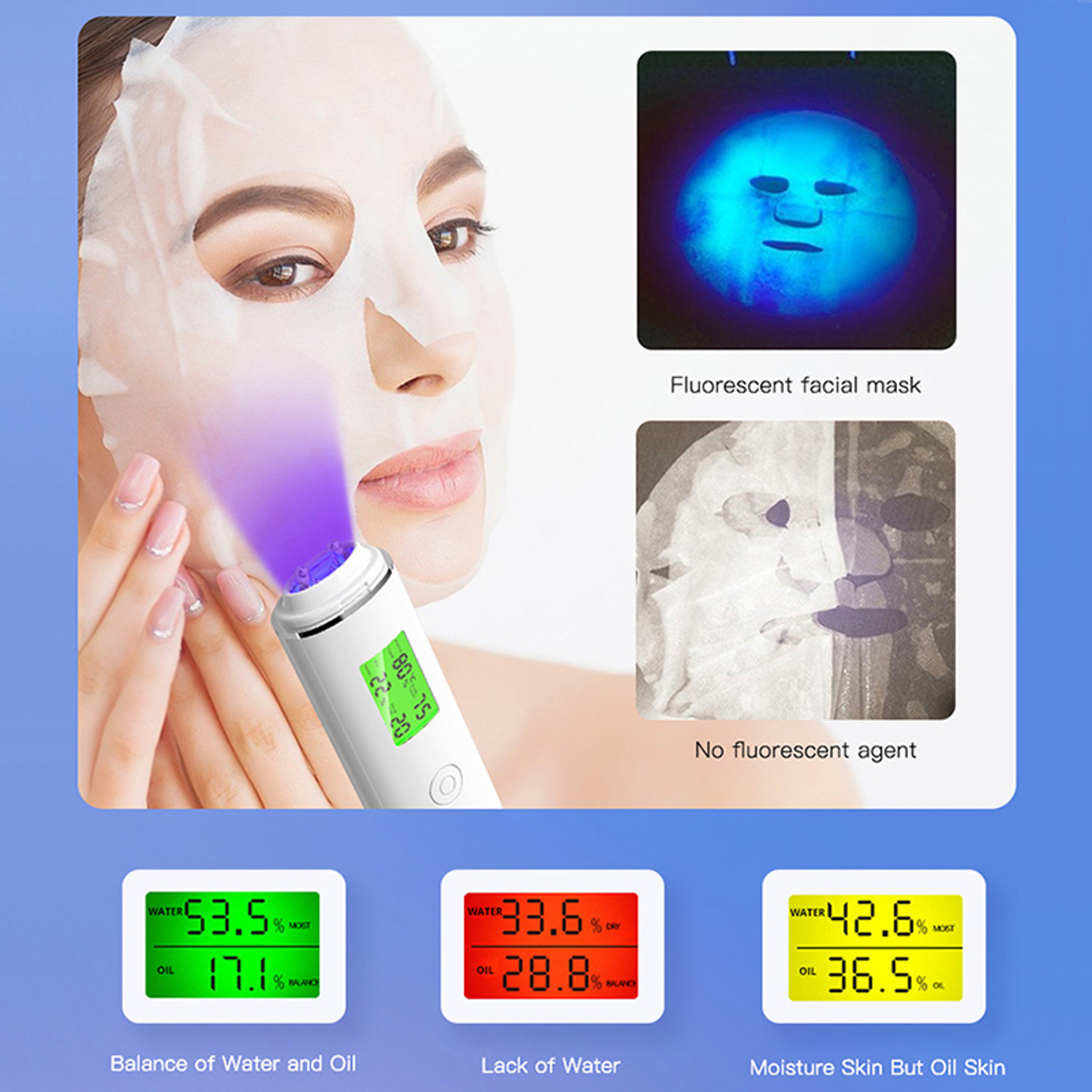LCD Digital Skin Detector Pen Face Skin Tester, Smart Water Oil Fluorescent Content Facial Moisture Analyzer Skin Care – view 5