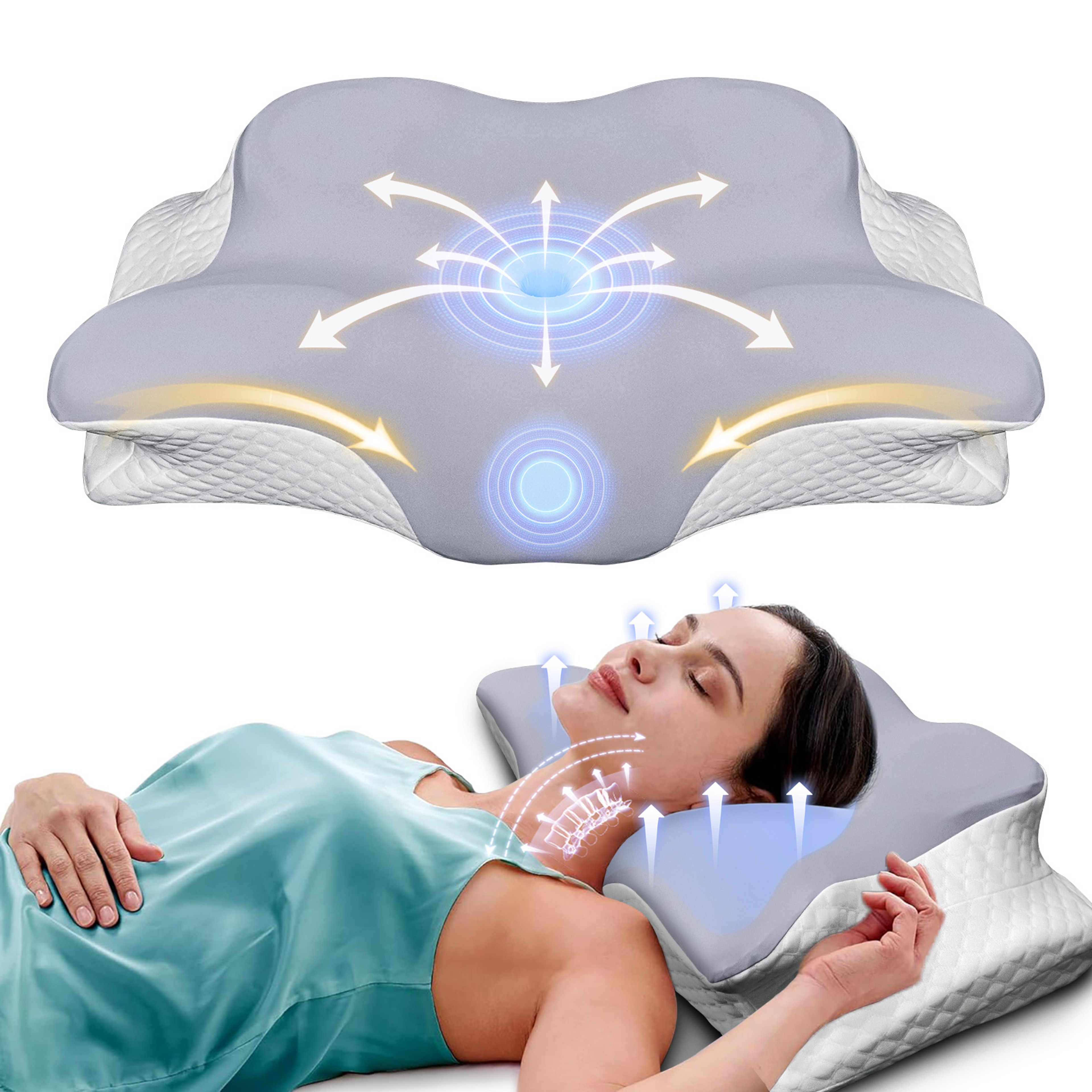 Butterfly Shaped Memory Foam Pillow Slow Rebound Cervical Neck Support Orthopedic Pain Relief Sleep 0