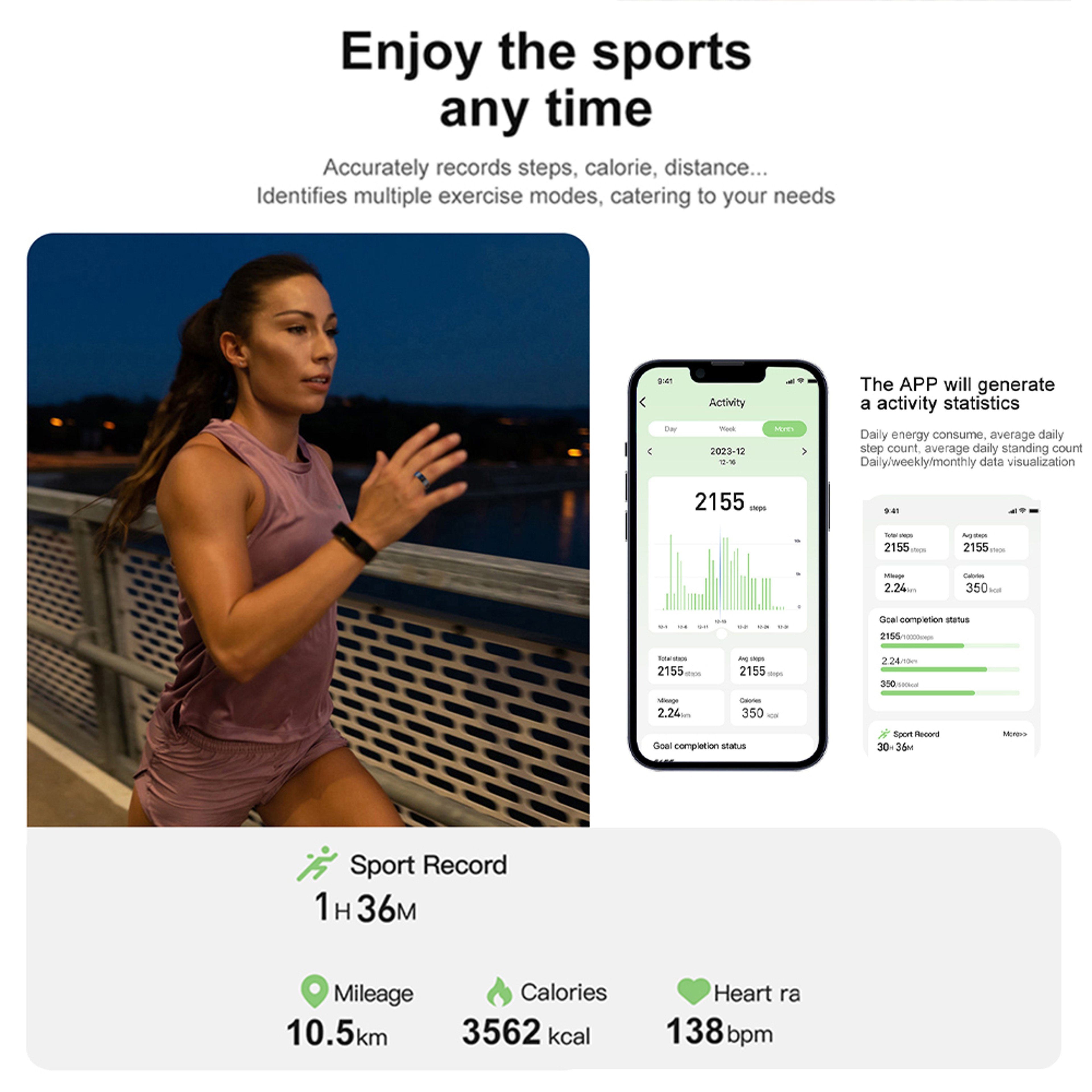 Smart Ring Military Grade Titanium Steel Shell, Health Monitoring IP68 & 3ATM, Waterproof Multi Sport Modes – view 4