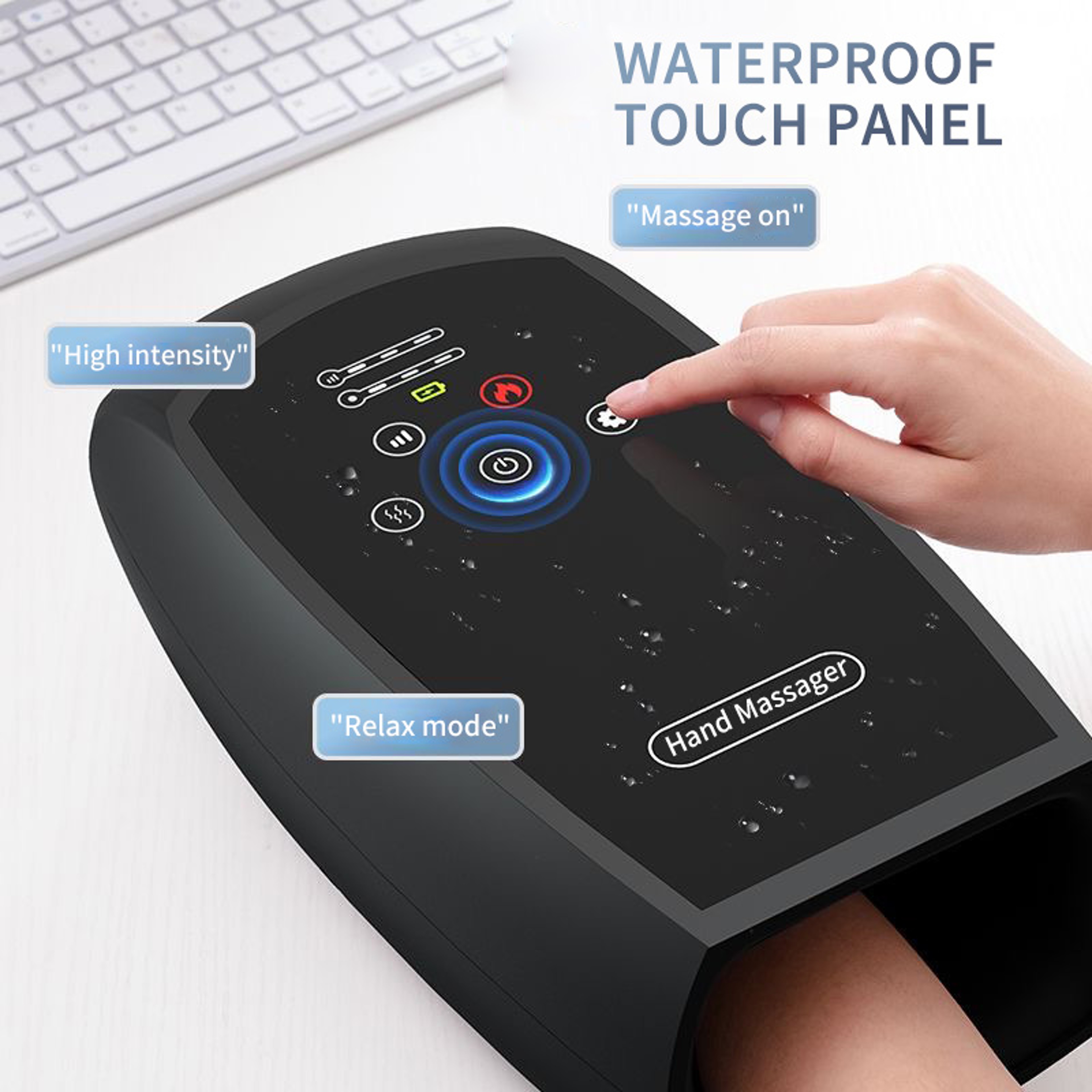 Electric Hand Massager, Cordless Finger Massage Gift, Warm Heating Vibration, Airbag Compression, Touchscreen Control – view 3