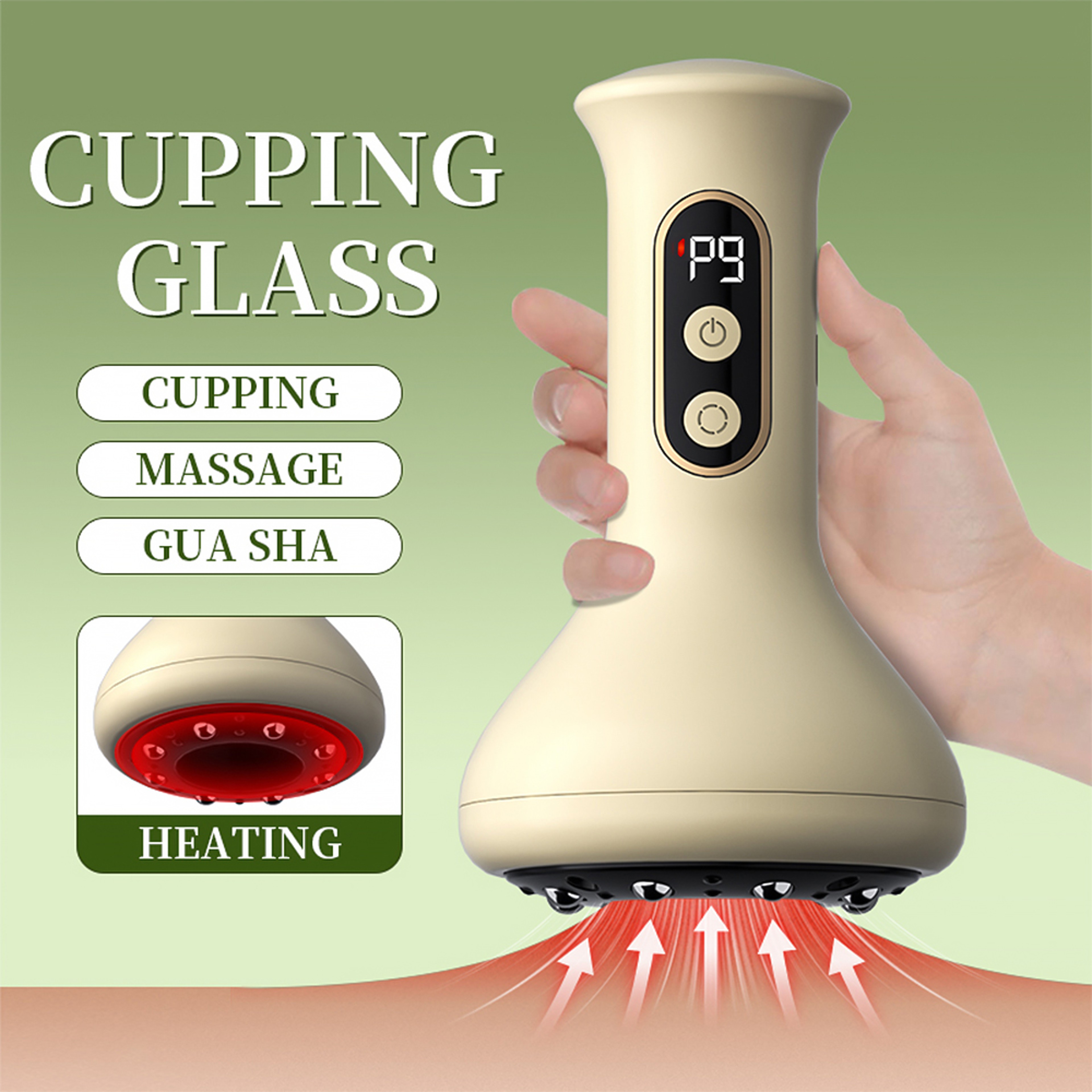 9 Level Electric Cupping Massager 9 Heat Settings Red Blue Light 8 Steel Beads 4 In 1 For Back Abdo 4