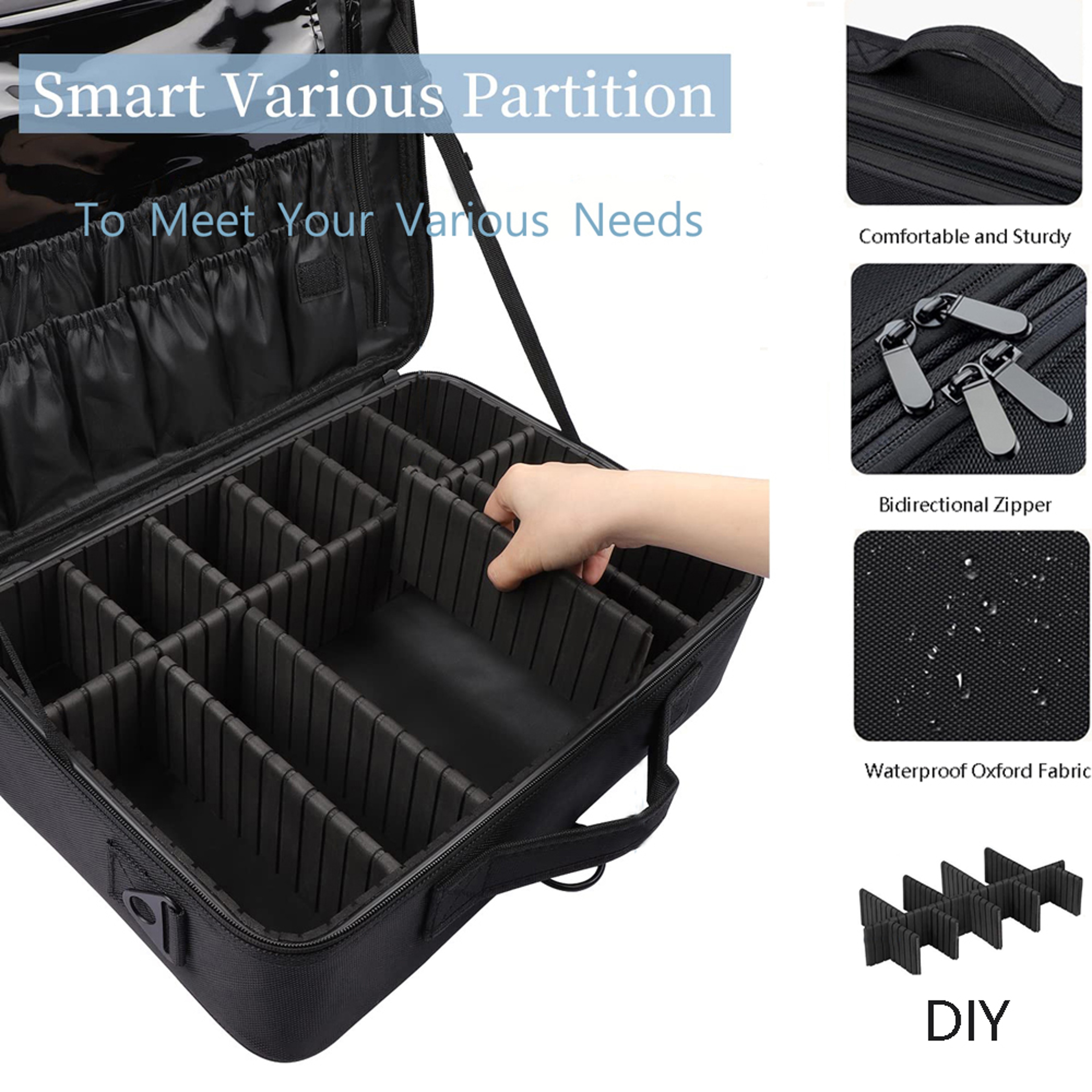 Sizes Cosmetic Organizer, Large Capacity Makeup Case, Brush Bag Barber Train Case for Hair Cutter Sets, Makeup Artists – view 2