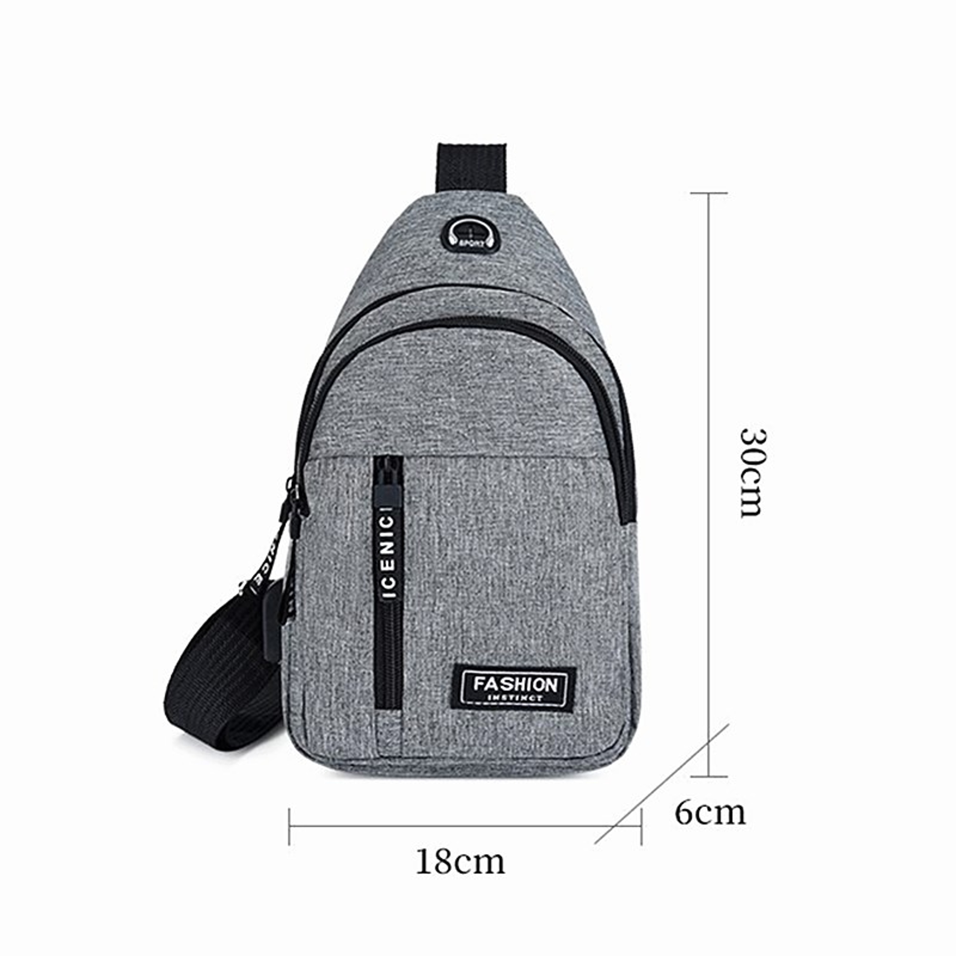 Outdoor Casual Men's Chest Bag, Canvas Small Satchel, Fashionable Solid Color Handbag, Zipper Messenger Bag – view 4