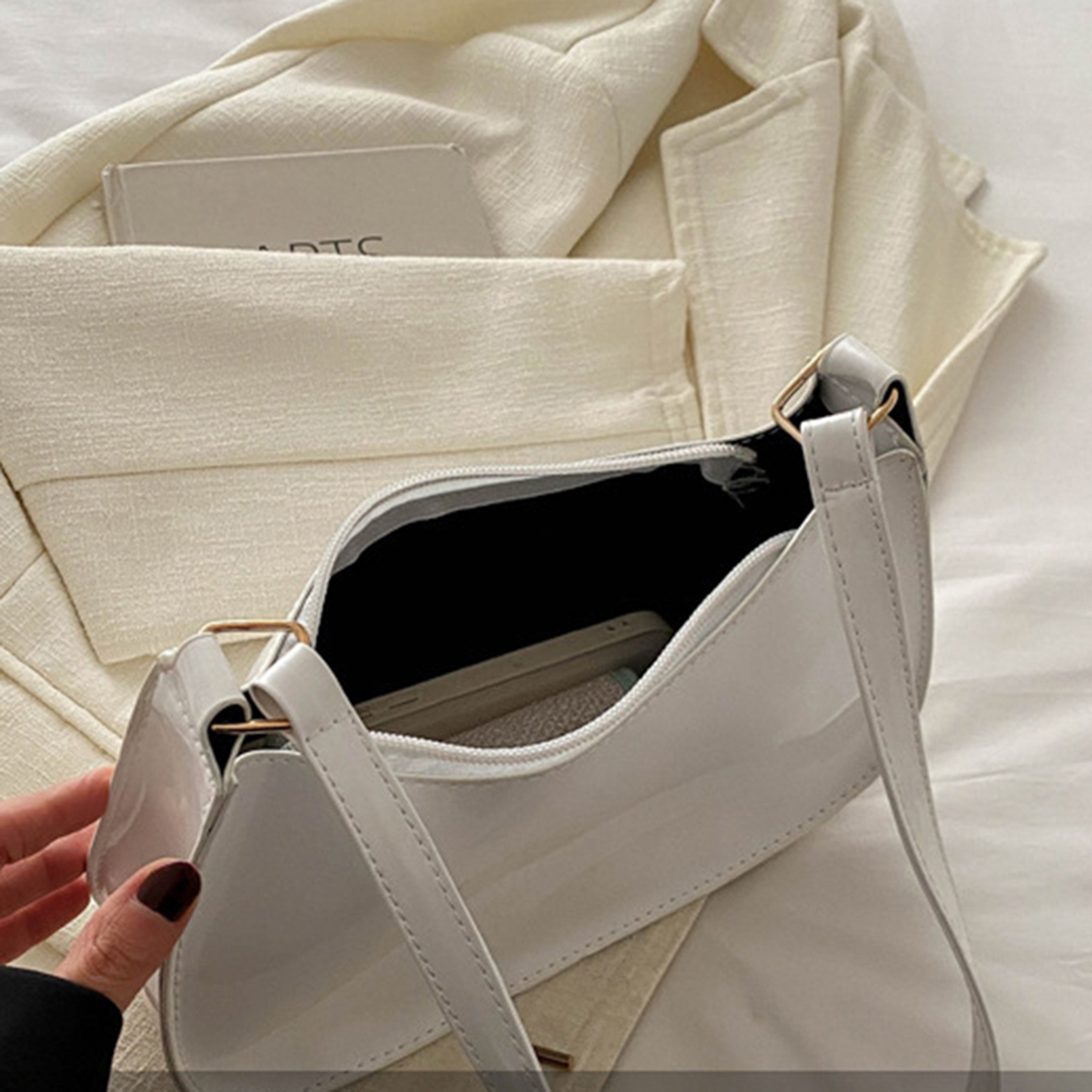 Women's Retro Solid Color Handbag, Leather Shoulder Underarm Bag, Casual Hobos Purses and Fashion Ladies Hand Bags – view 6