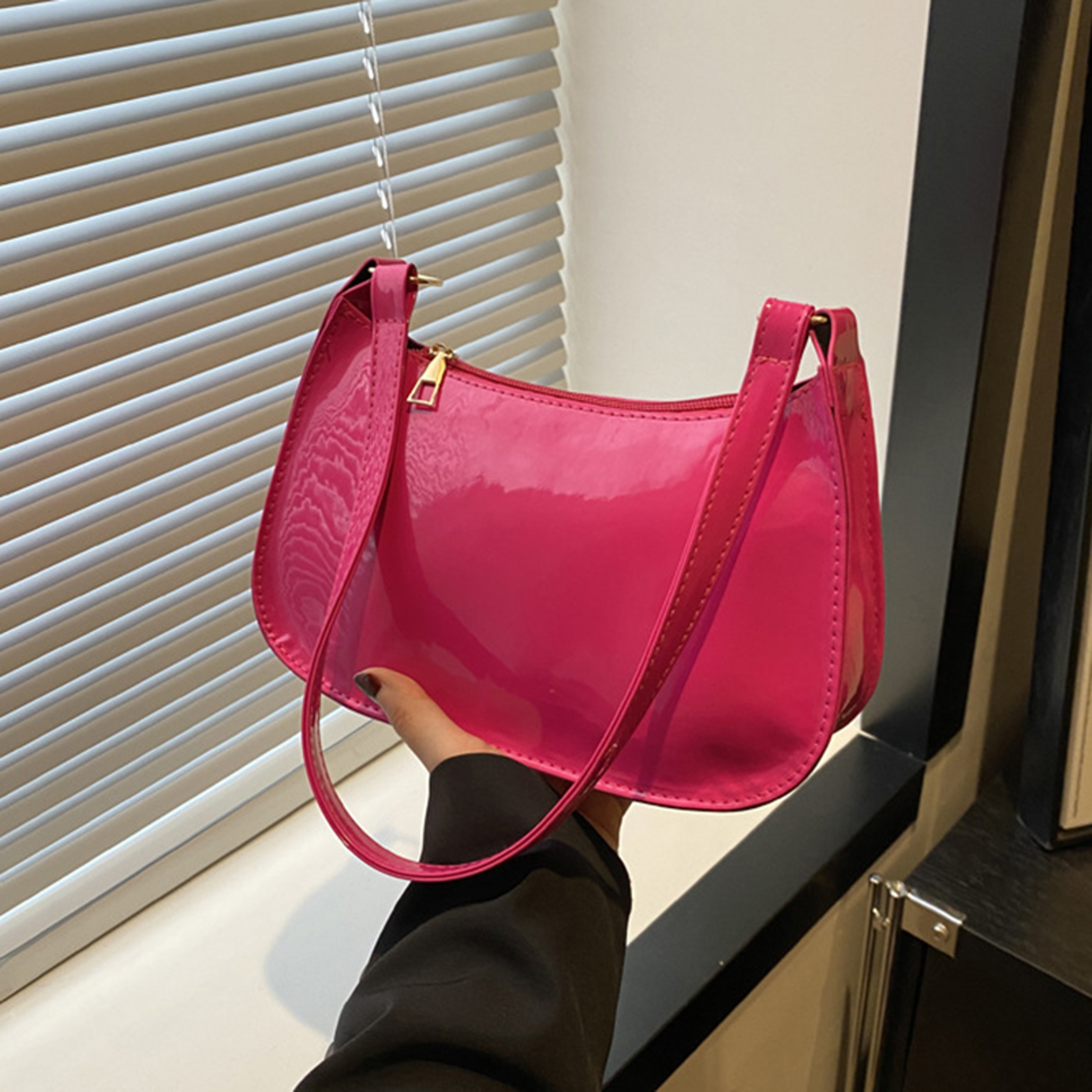 Women's Retro Solid Color Handbag, Leather Shoulder Underarm Bag, Casual Hobos Purses and Fashion Ladies Hand Bags – view 10