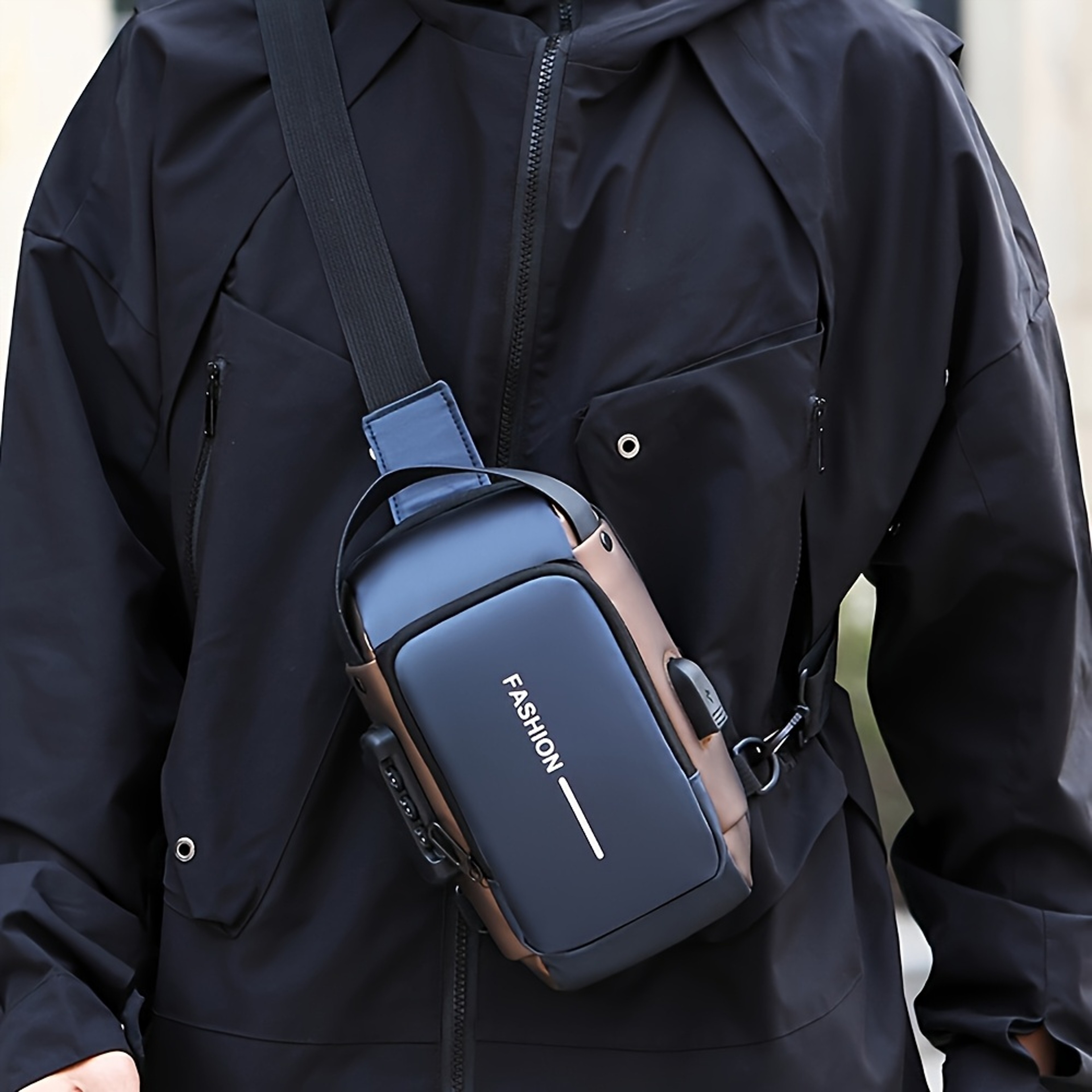 Crossbody Chest Pack for Men, Durable Oxford Fabric, Stylish Sling Bag, Zip Closure, Phone Pocket, Ideal for Daily Commu – view 2