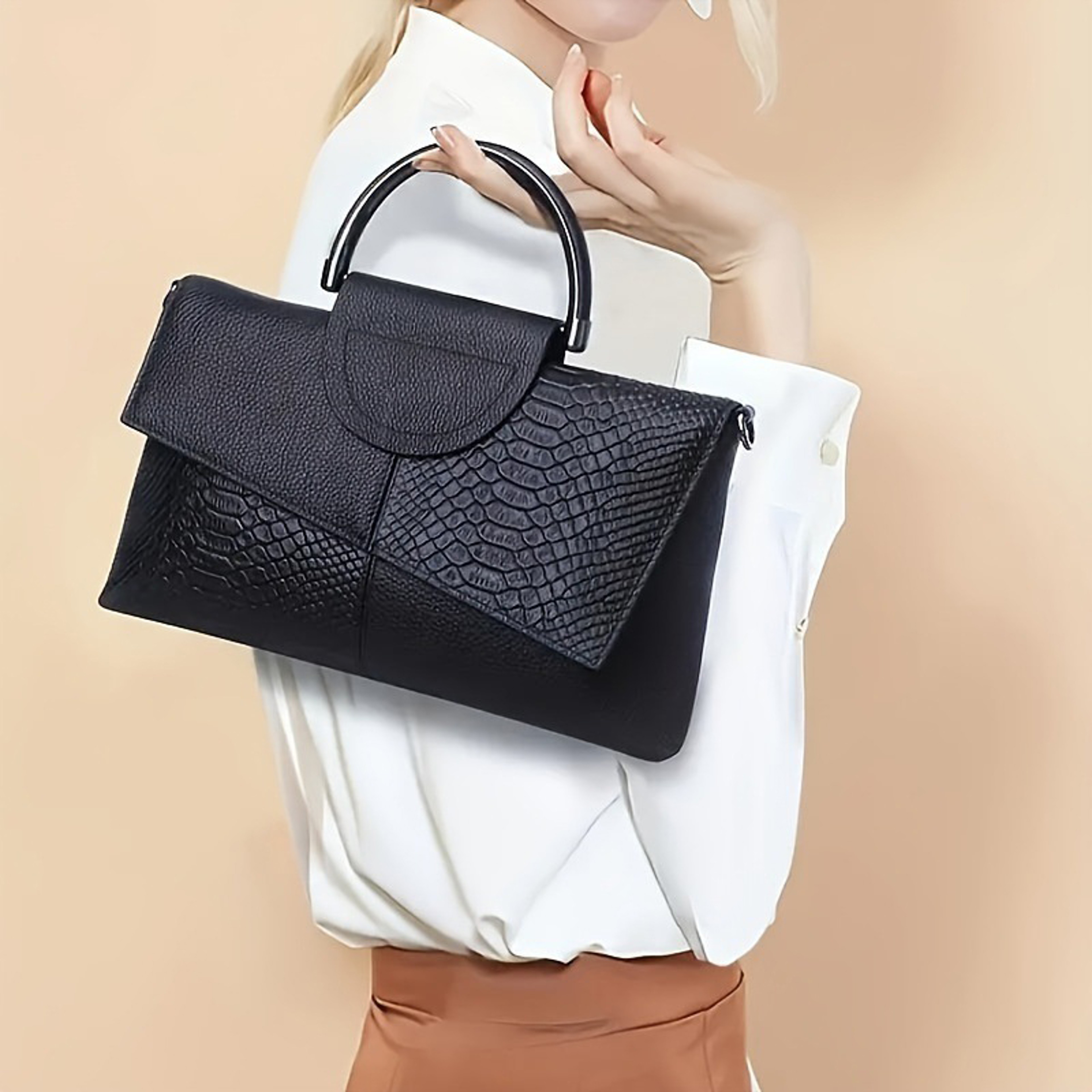 Fashion Casual Synthetic Leather Crossbody Bag, Women's Alligator Flap Shoulder Purse for Wedding and Dinner – view 3