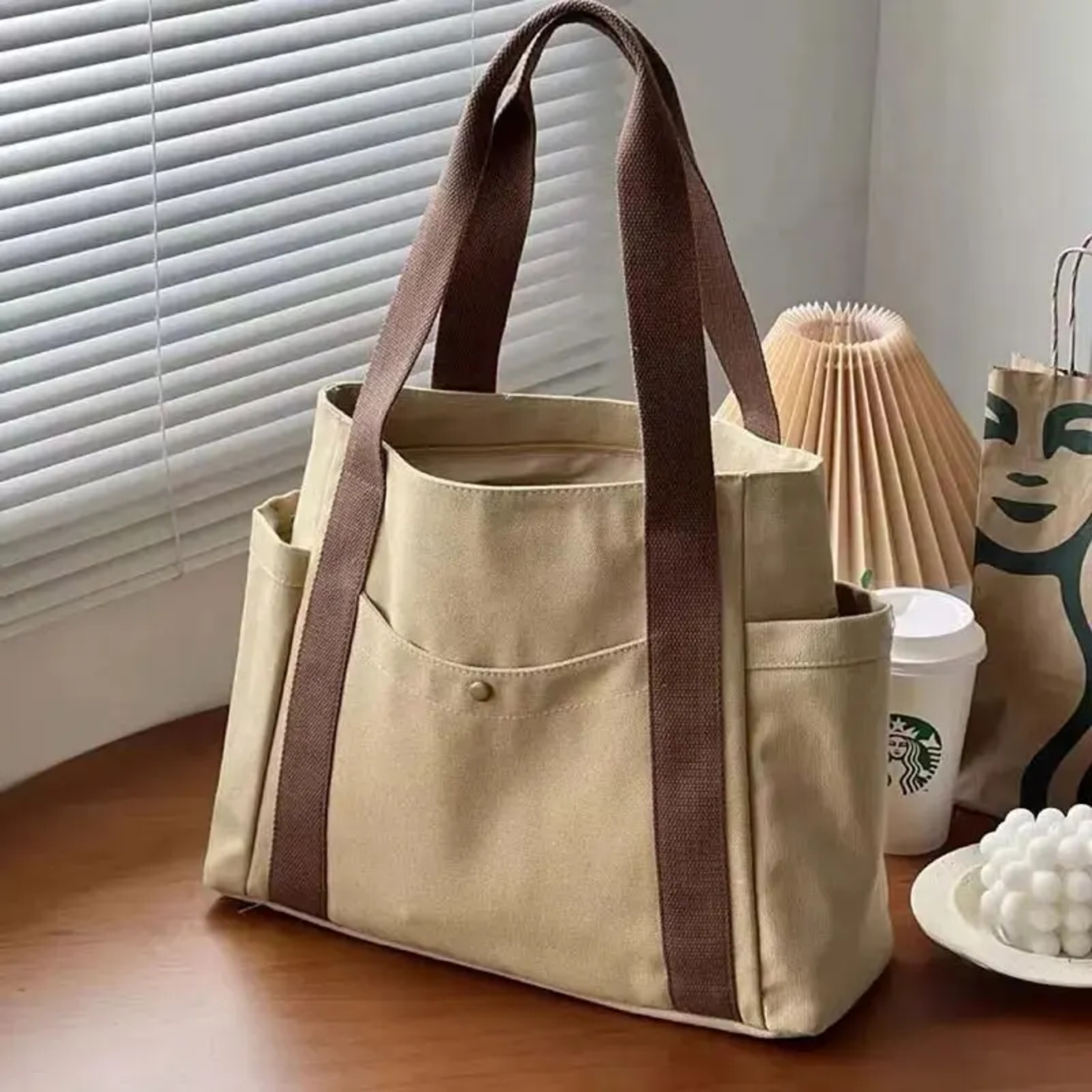 Versatile Canvas Tote Bag, Large Capacity for Work, Student & Commuting Use – view 4