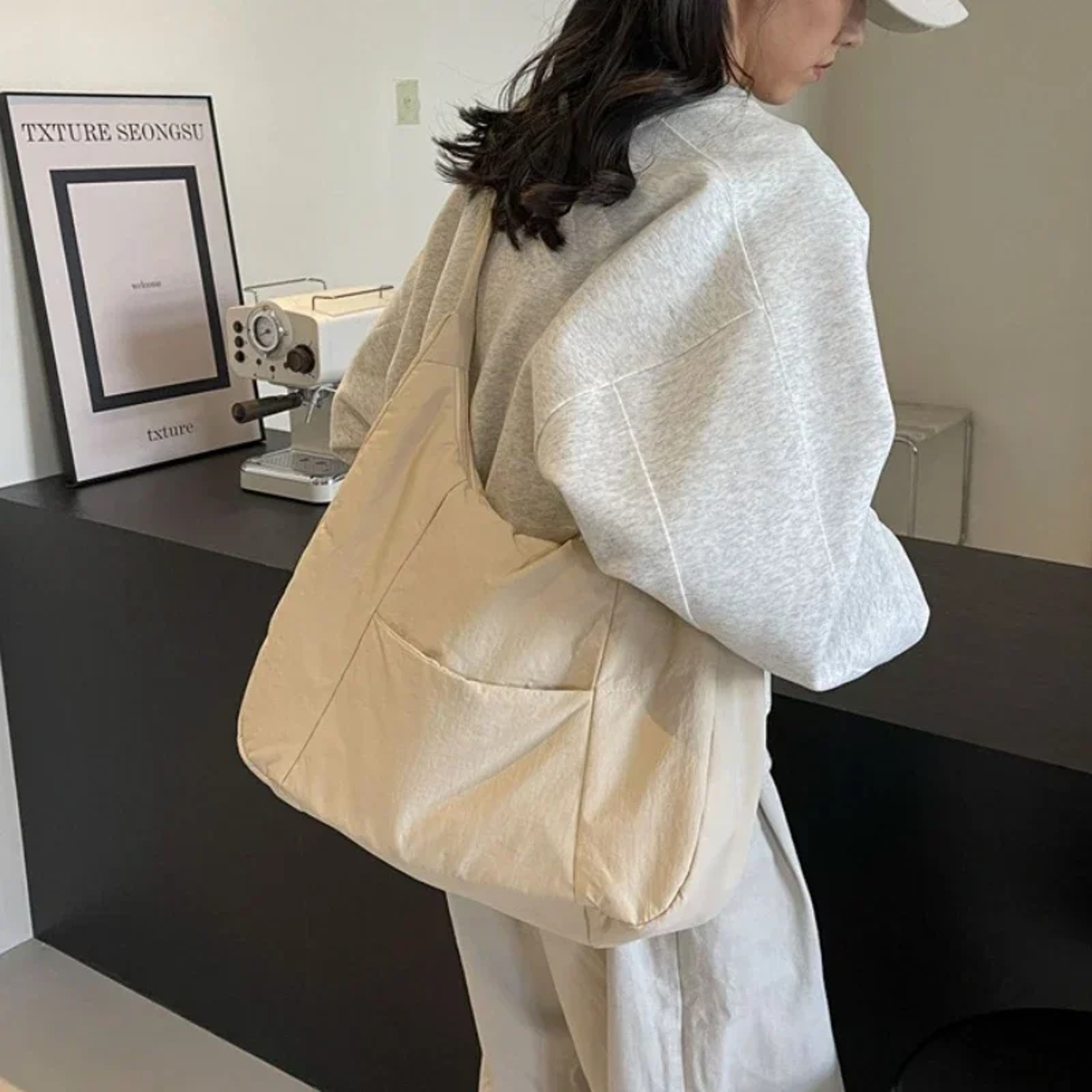 Soft Cloth Shoulder Bag for Women, Trendy Spring Casual Style, Big Solid Color Student Handbags Crossbody Bags – view 3