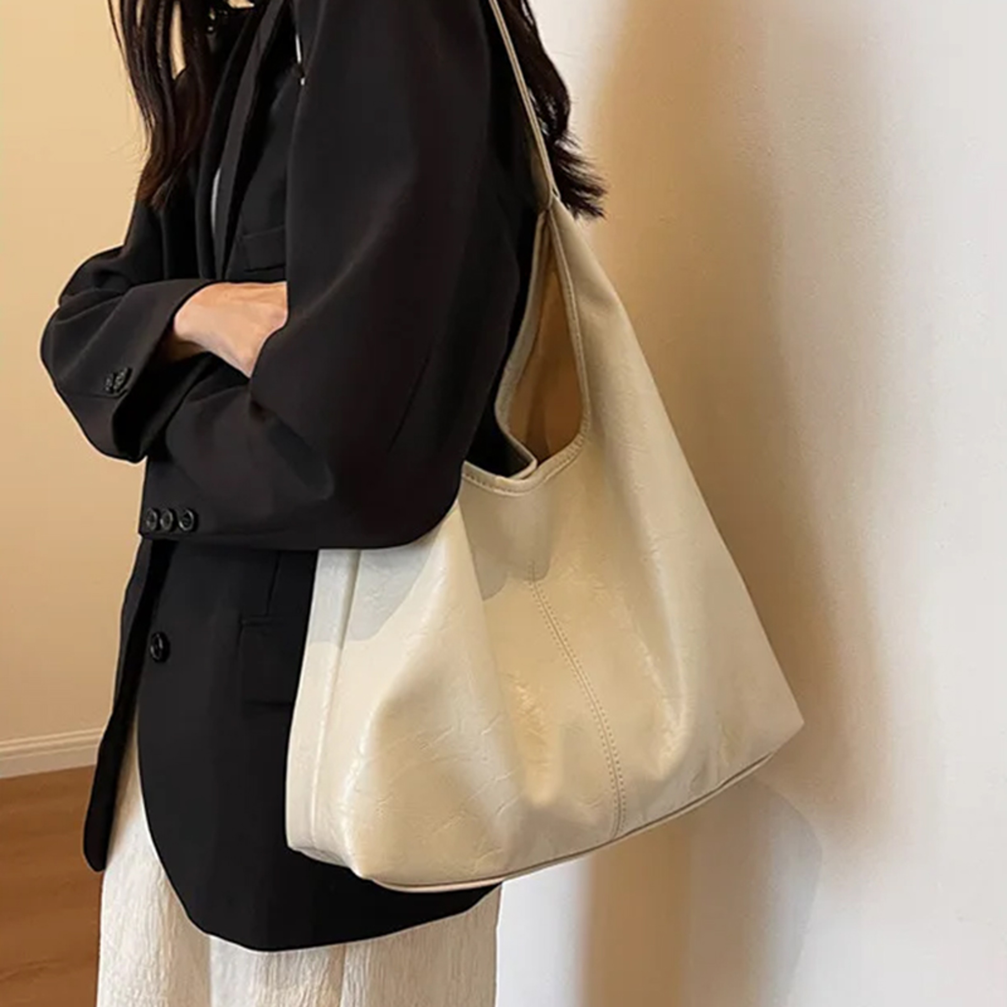 Vintage Suede Shoulder Bag for Women, Large Capacity Autumn and Winter Tote, Simple Solid Color Casual Retro Handbag – view 9