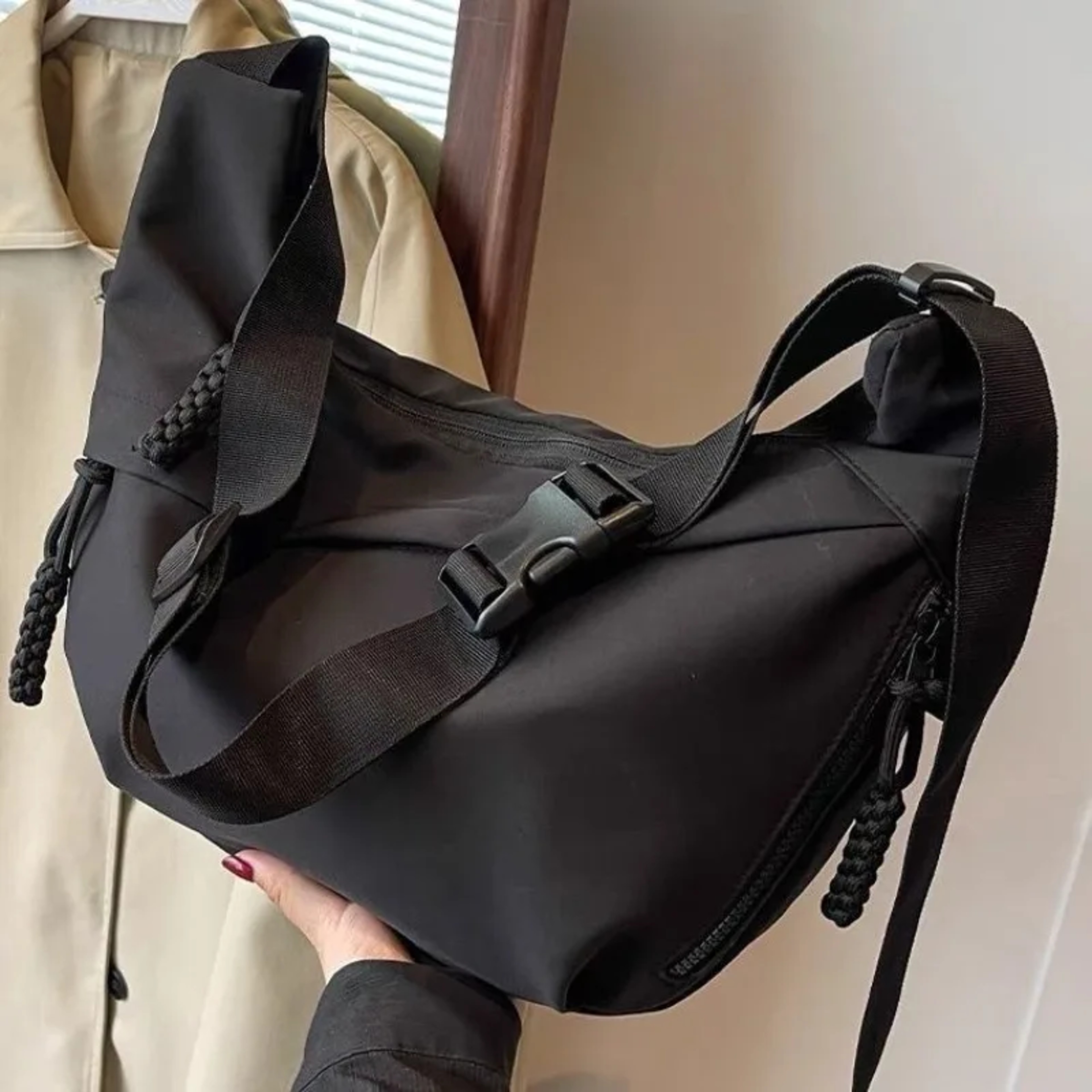 Solid Color Single Shoulder Bag, Nylon Hobos Crossbody, Fashion Casual Women's Tote with Zipper – view 1