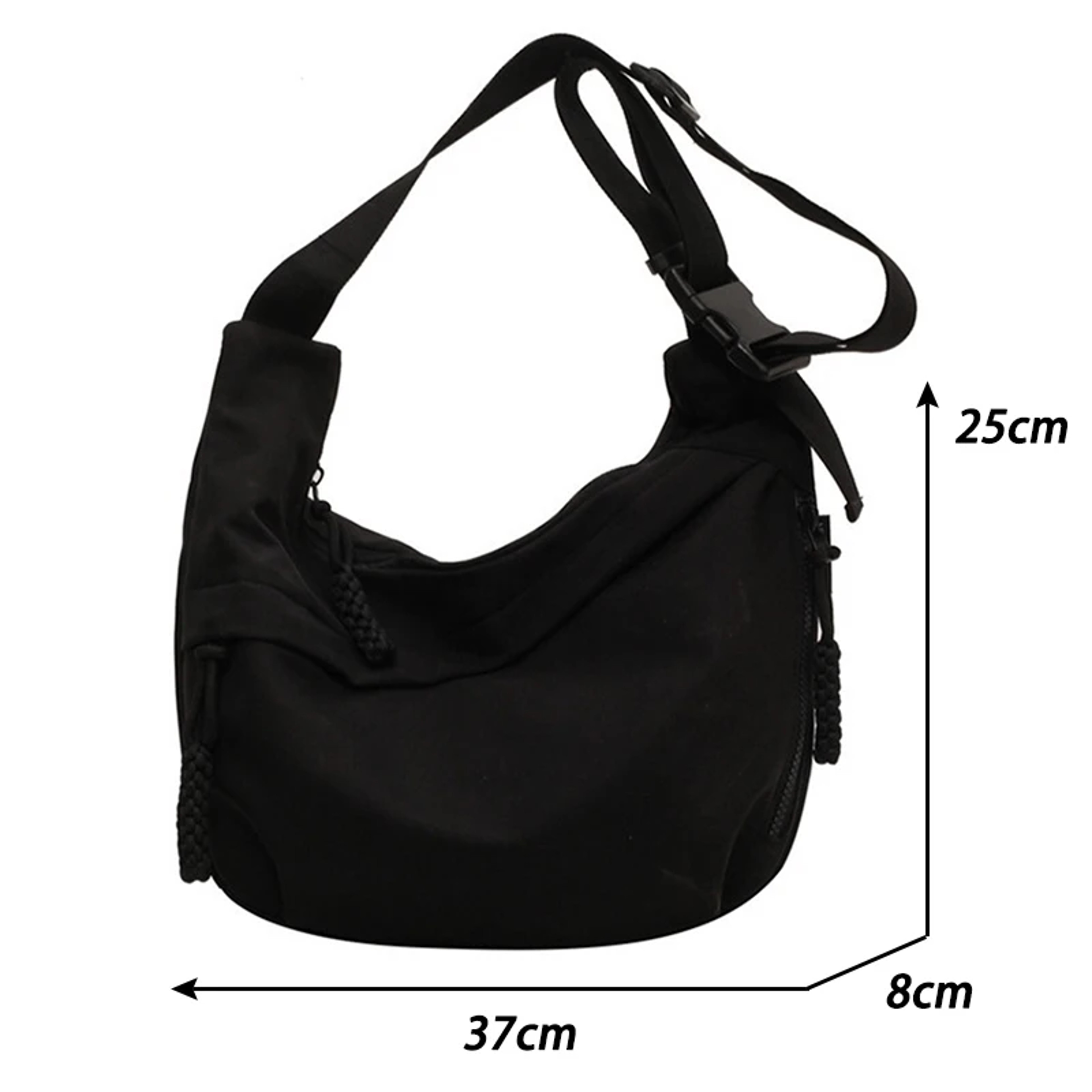 Solid Color Single Shoulder Bag, Nylon Hobos Crossbody, Fashion Casual Women's Tote with Zipper – view 6